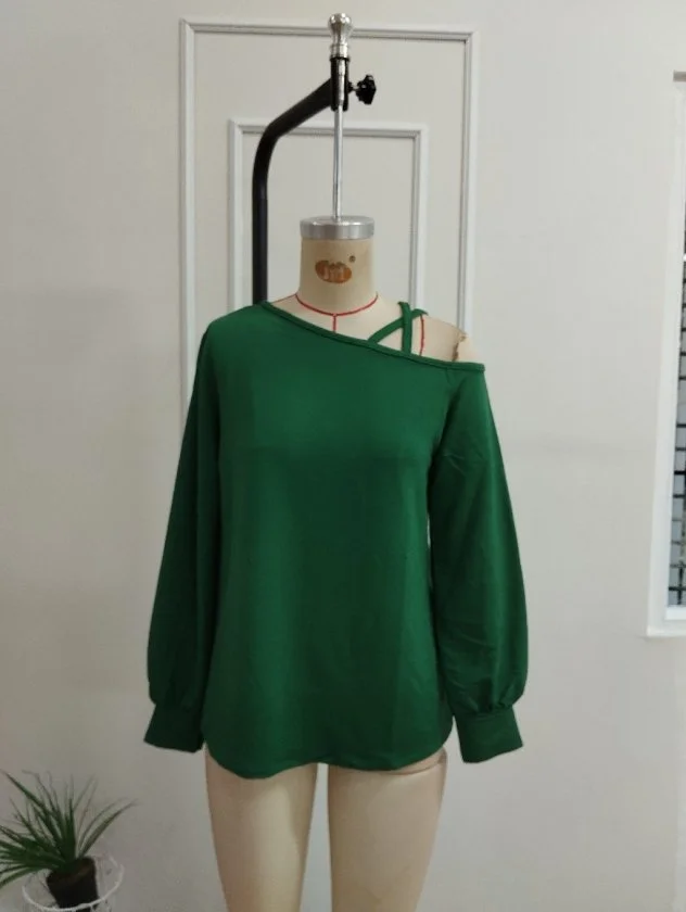 Women's Long Sleeve One-Shoulder Cross-Strap Knit Blouse - Janes - by Peralane - photo 4