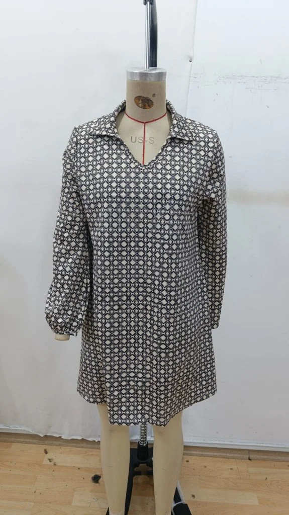 Women's Long Sleeve Collared Patterned Mini Modal Dress - Janes - by Peralane - photo 6