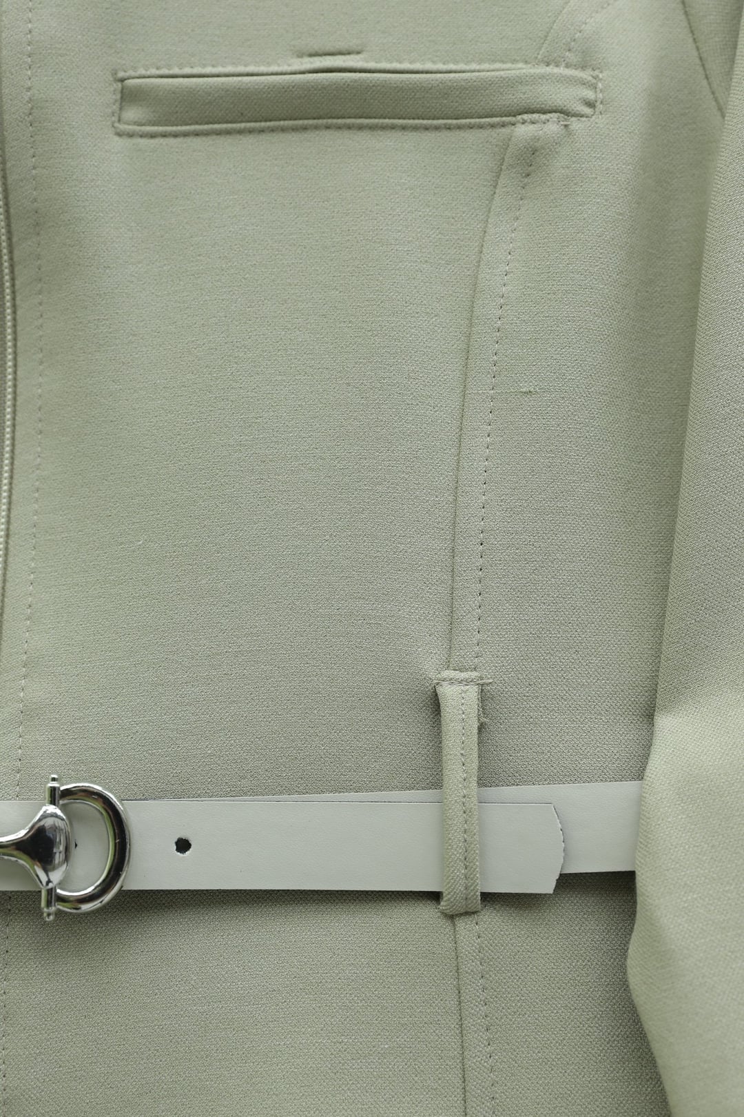 Zip-Front Pocket Detail Belted Skirt Suit Set - Stone - Podyumplus - by Peralane - photo 7