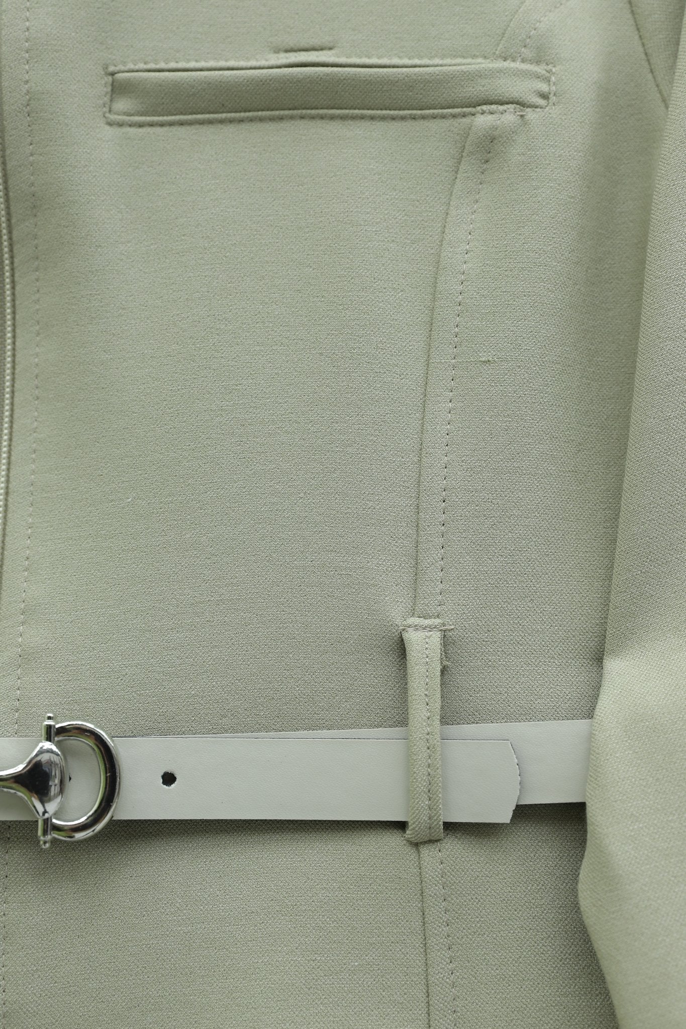 Zip-Front Pocket Detail Belted Skirt Suit Set - Stone - Podyumplus - by Peralane - photo 7