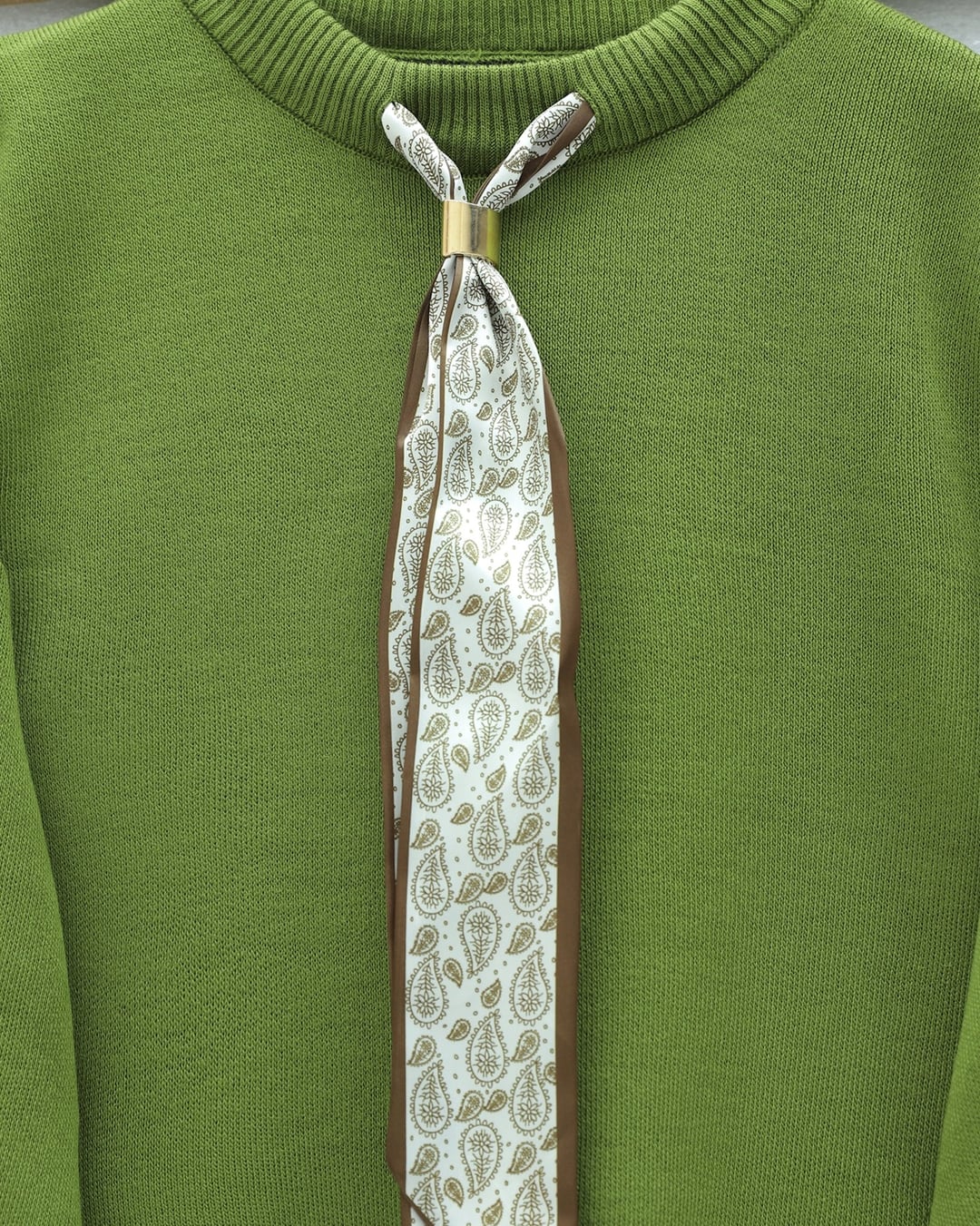 Round Neck Tunic with Scarf and Wide-Leg Trousers - Light Green - Podyumplus - by Peralane - photo 3