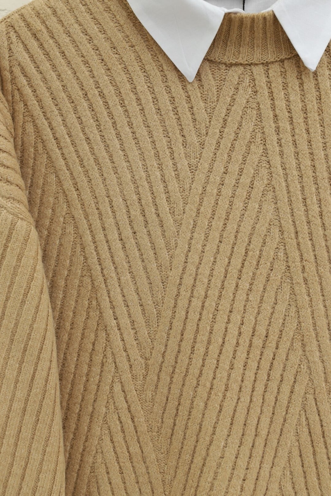 Camel Diamond Pattern Knit Tunic - Podyumplus - by Peralane - photo 6