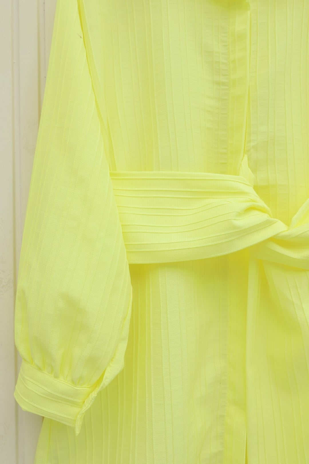 Belted Crinkle Tunic Shirt - Light Yellow - Podyumplus - by Peralane - photo 6