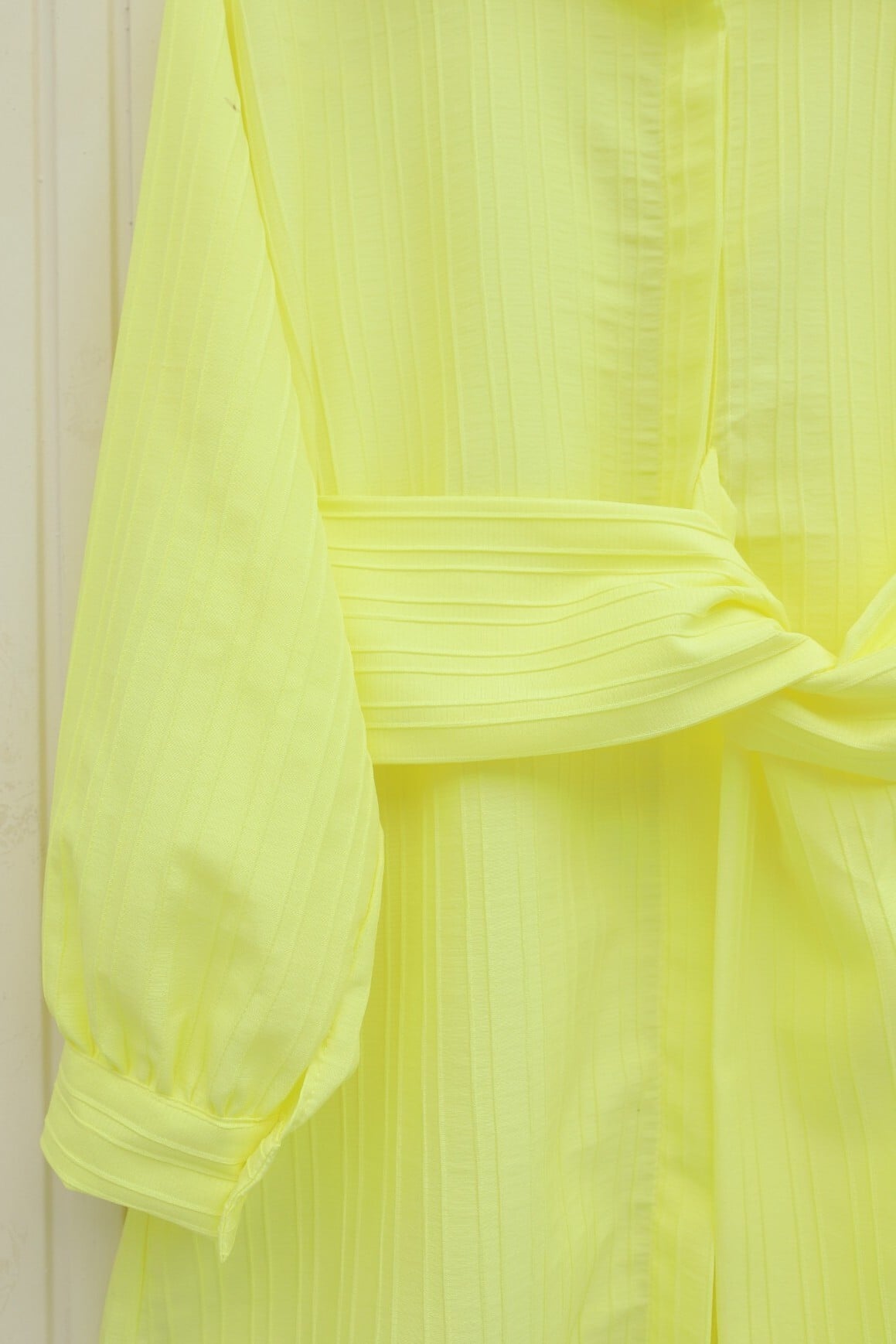 Belted Crinkle Tunic Shirt - Light Yellow - Podyumplus - by Peralane - photo 6