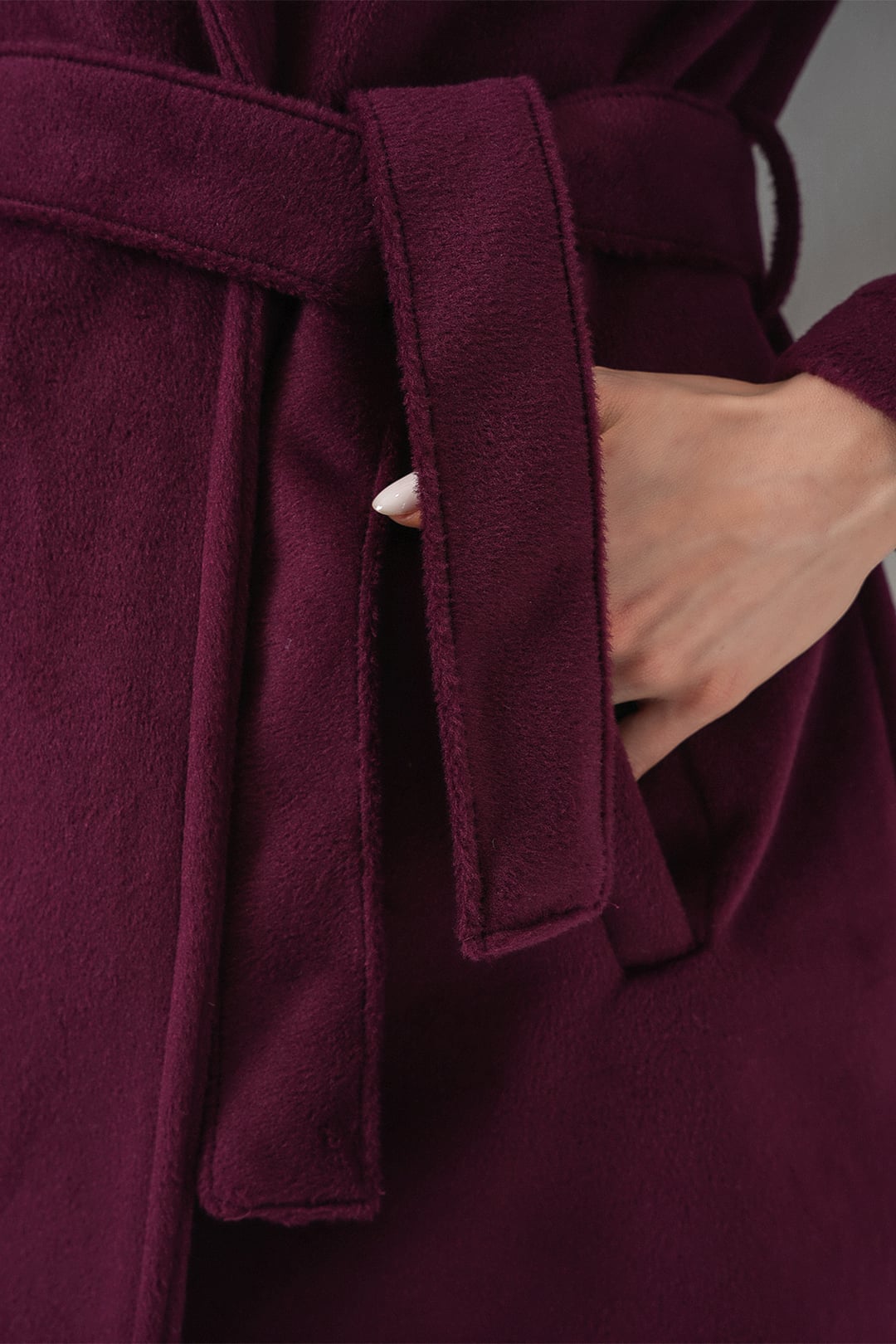Women's Belted Coat 9171 - Deep Plum - Bigdart - by Peralane - photo 6