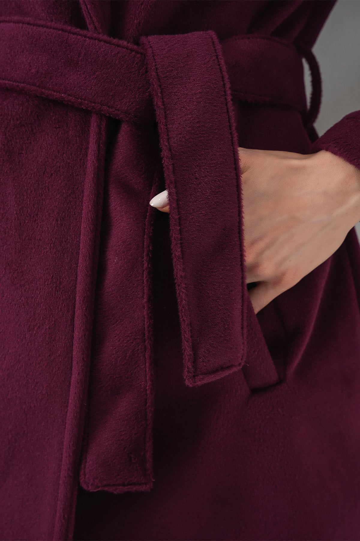 Women's Belted Coat 9171 - Deep Plum - Bigdart - by Peralane - photo 6
