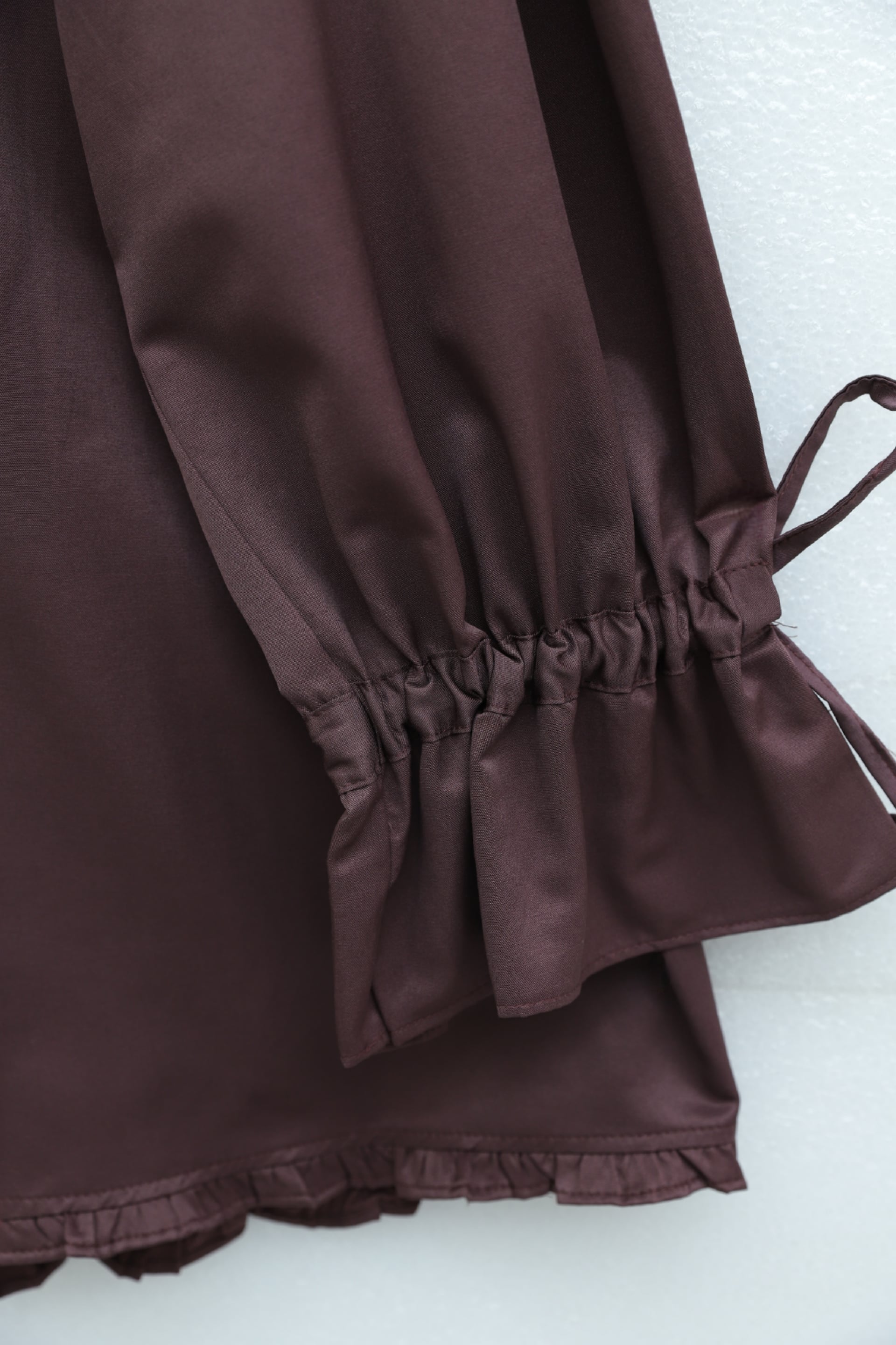 Ruffled Cupra Tunic with Tie Sleeves and Stone Buttons - Plum - Podyumplus - by Peralane - photo 5