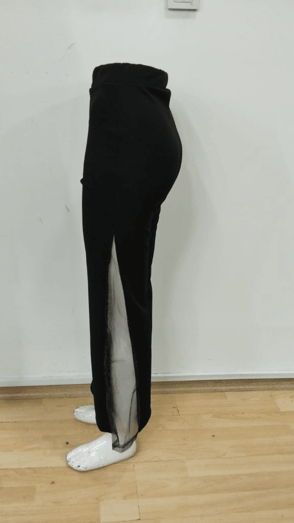 Women's High Waist Wide Leg Trousers with Tulle Side Details, Black - Janes - by Peralane - photo 7