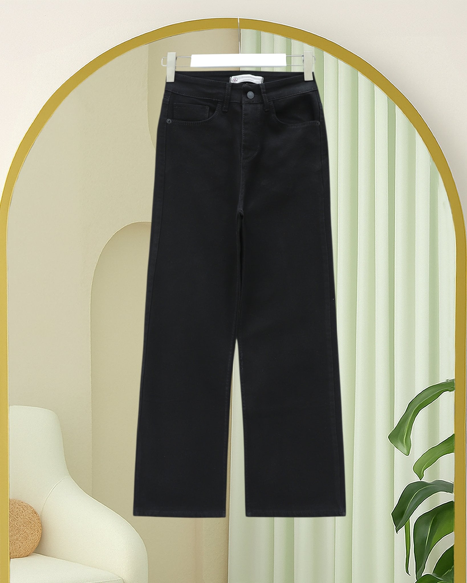 Black High-Waisted Palazzo Jeans with Pockets and Zip - Podyumplus - by Peralane - photo 5