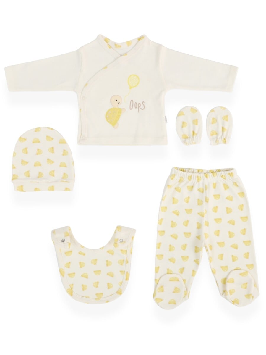 Unisex Newborn 5-Piece Lemon Print Layette Set 0-3M - Bebitof - by Peralane