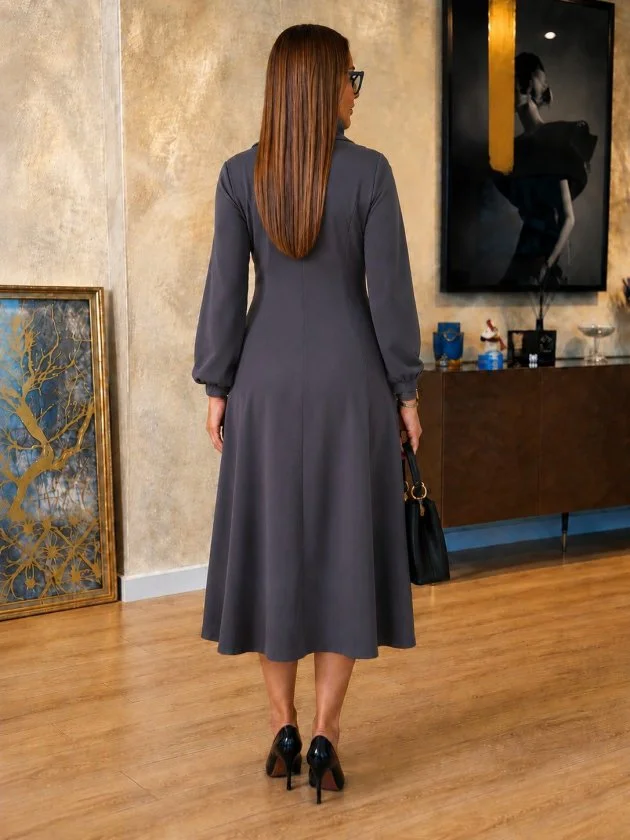 Women's Long Sleeve Zip Flared Midi Viscose Dress - Janes - by Peralane - photo 3