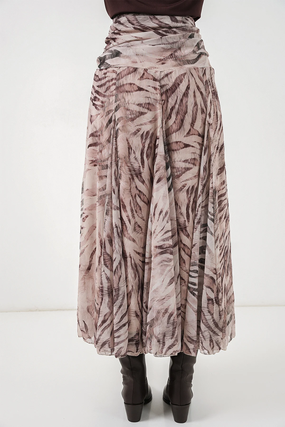 Women's Patterned Chiffon Skirt 8057 - Ecru - Bigdart - by Peralane - photo 6