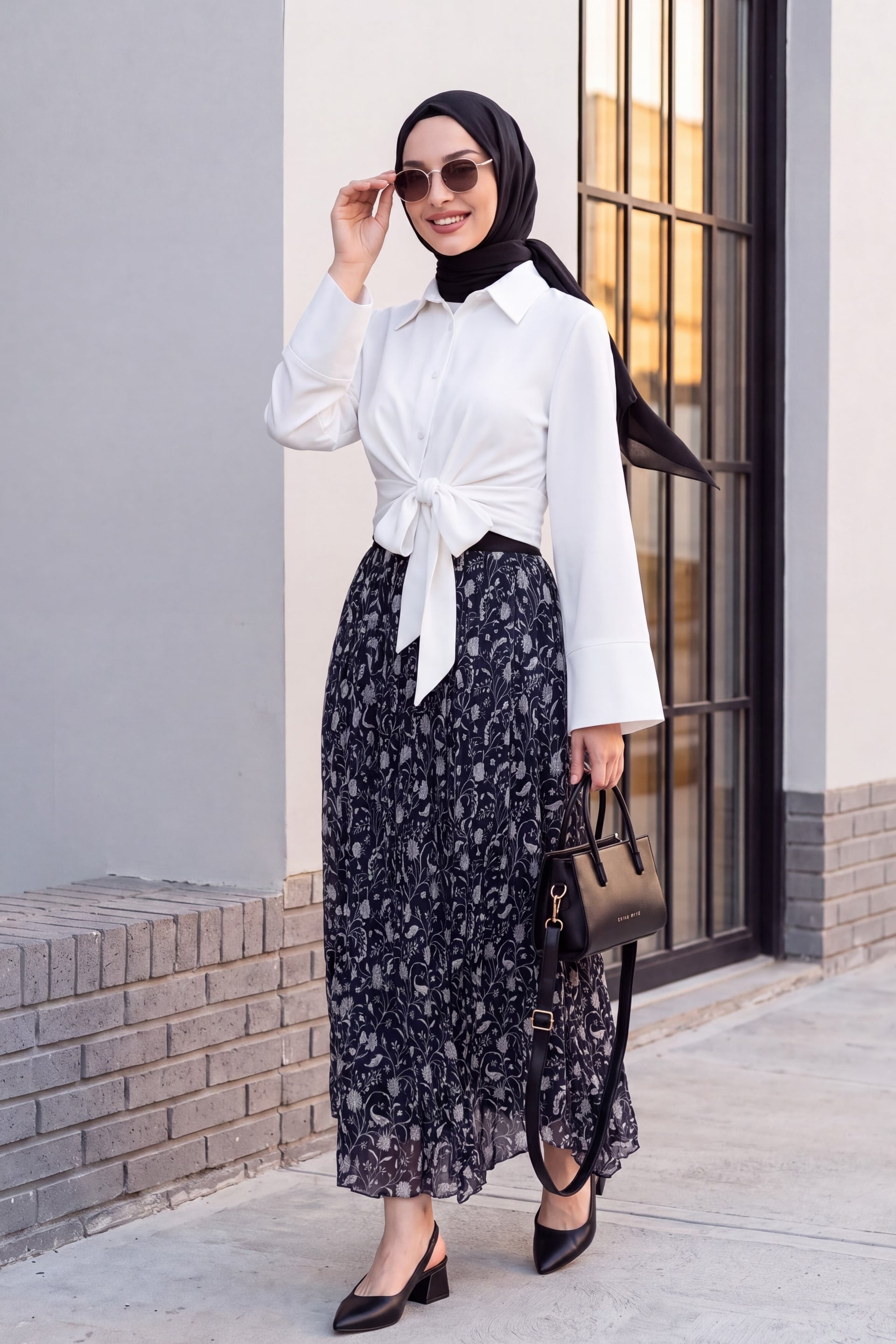 Side-Tie Spanish Sleeve Button-Front Shirt - White - Podyumplus - by Peralane - photo 4