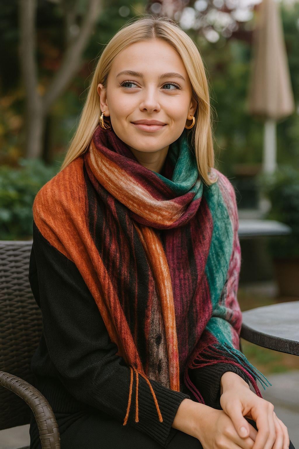 Batik Print Fringed Thick Scarf - Multicoloured - Nesvay - by Peralane