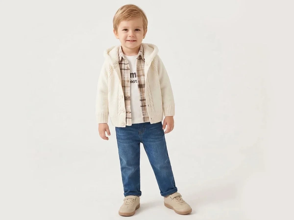 Hooded 4-Piece Boys' Set in Cream - Canoz - by Peralane