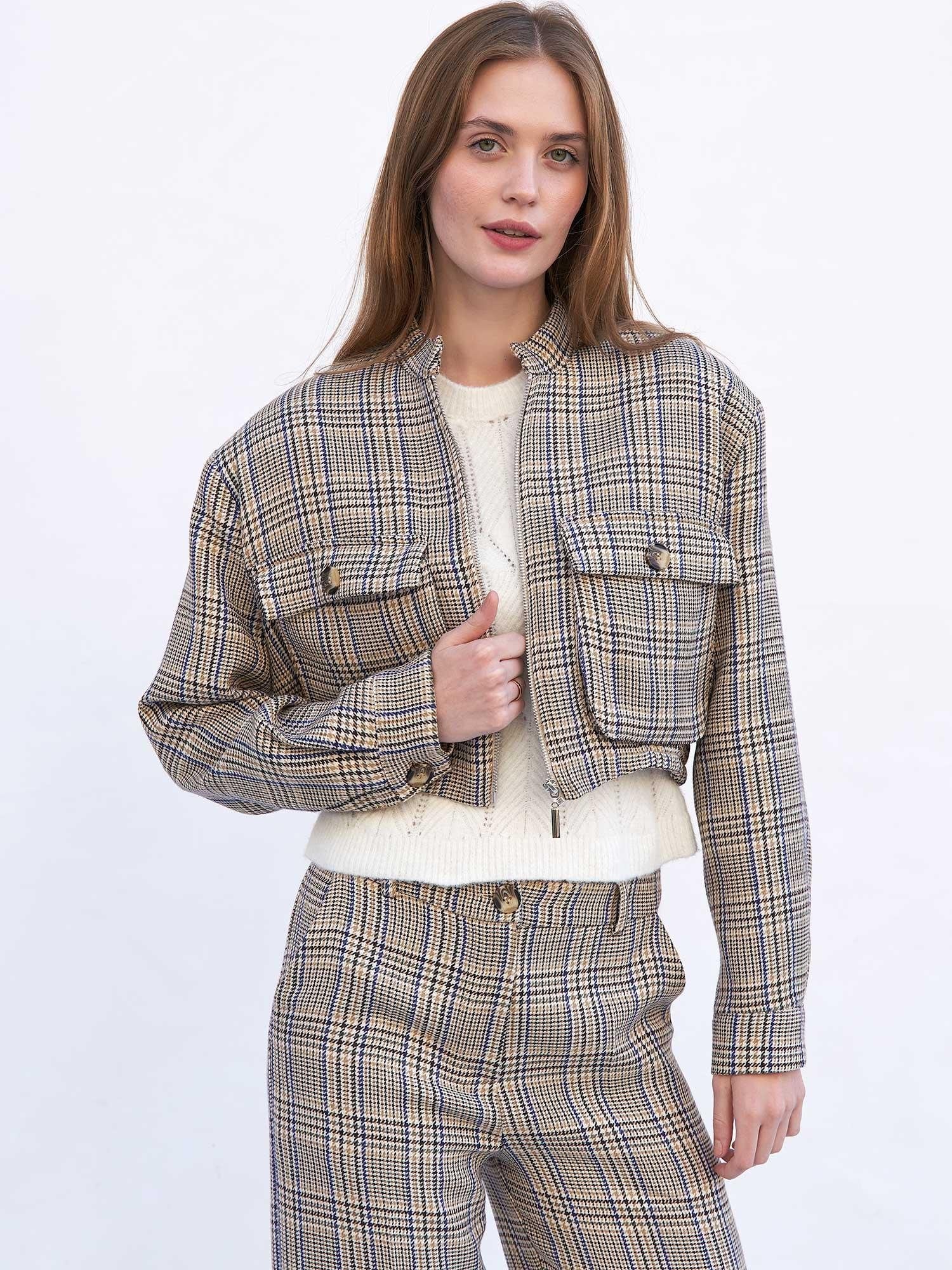 Cropped Utility Plaid Jacket with Flap Pockets - Lefon - by Peralane - photo 6