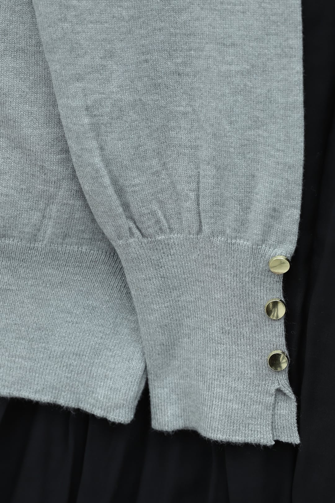 Round Neck Knit Tunic with Button Detail - Light Grey - Podyumplus - by Peralane - photo 6