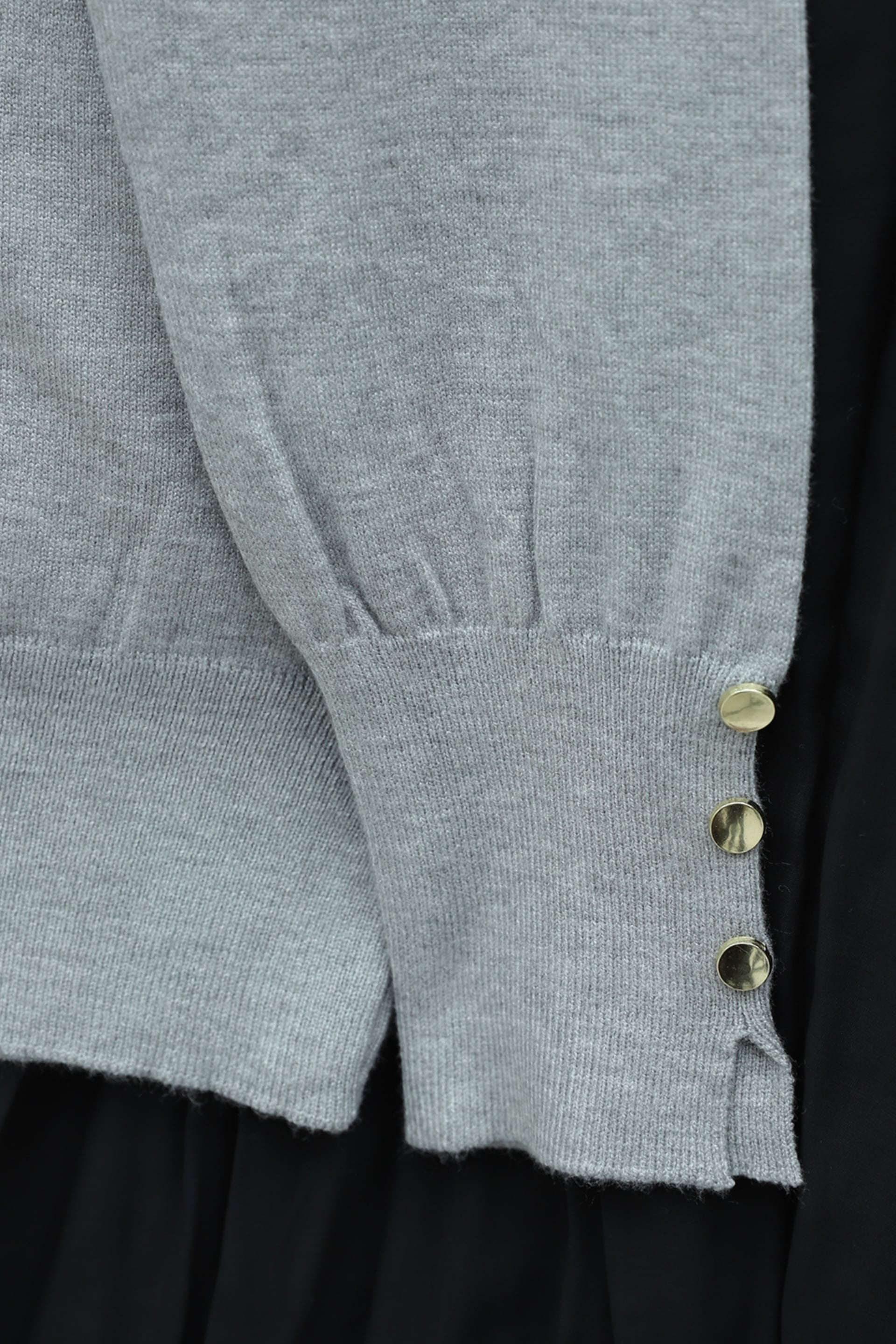 Round Neck Knit Tunic with Button Detail - Light Grey - Podyumplus - by Peralane - photo 6