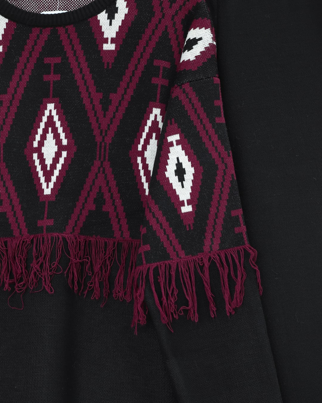 Fringed Pixel Patterned Knit Co-ord Set - Black - Podyumplus - by Peralane - photo 5