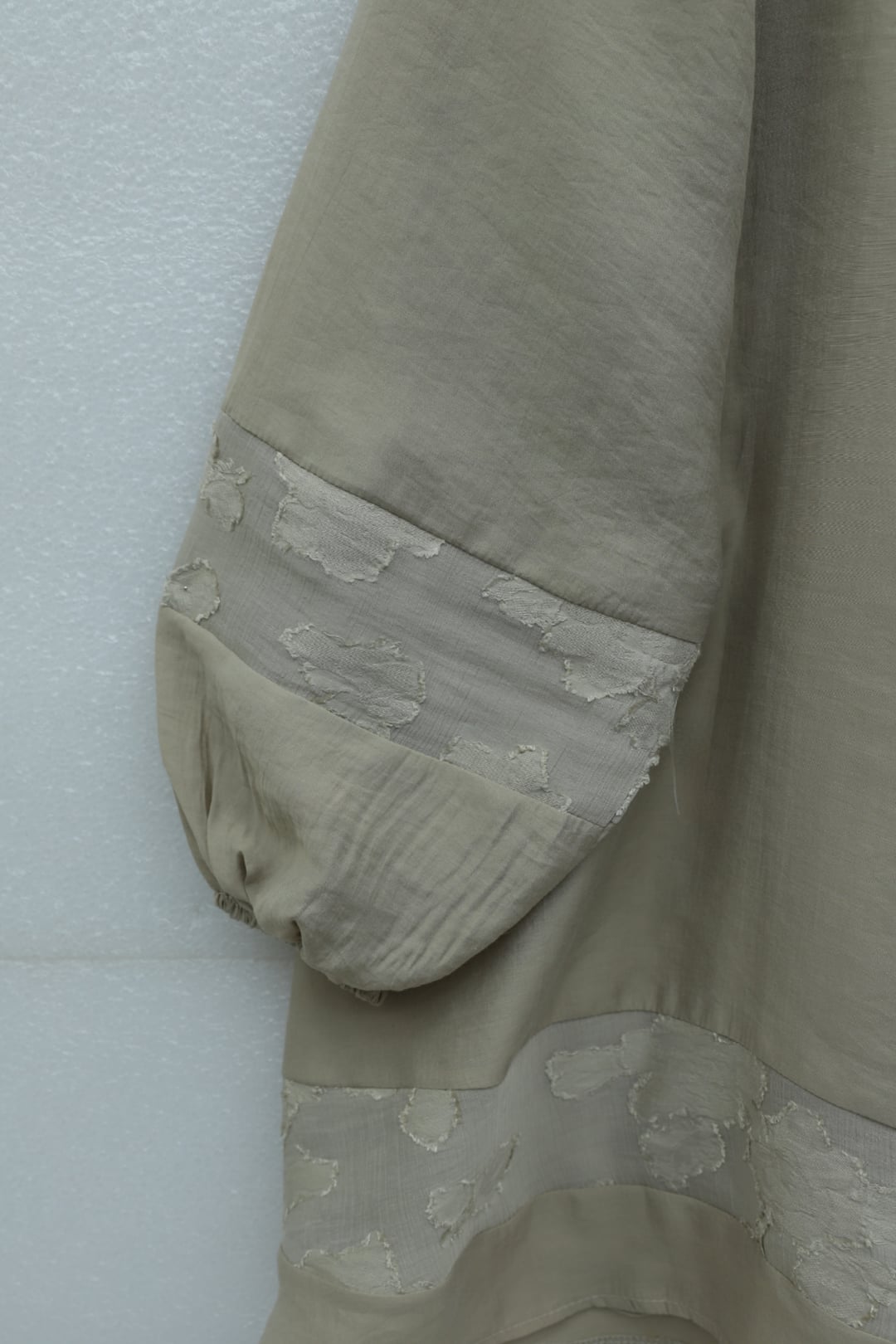 Tie-Neck Long-Sleeve Elasticated Cuff Modal Tunic - Light Beige - Podyumplus - by Peralane - photo 4