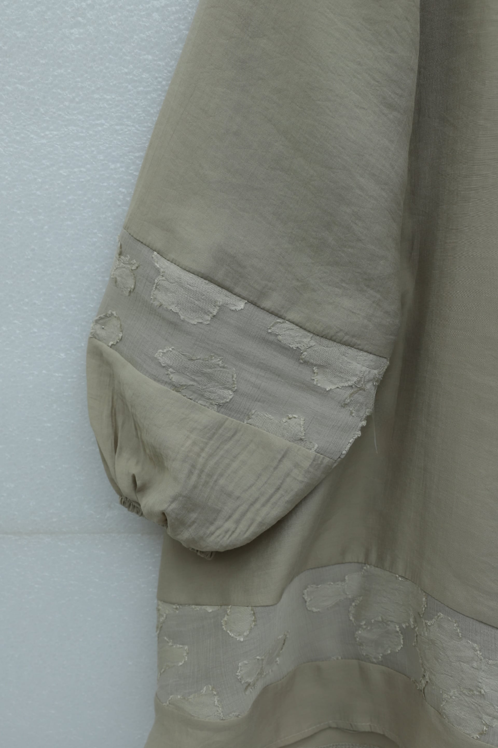 Tie-Neck Long-Sleeve Elasticated Cuff Modal Tunic - Light Beige - Podyumplus - by Peralane - photo 4