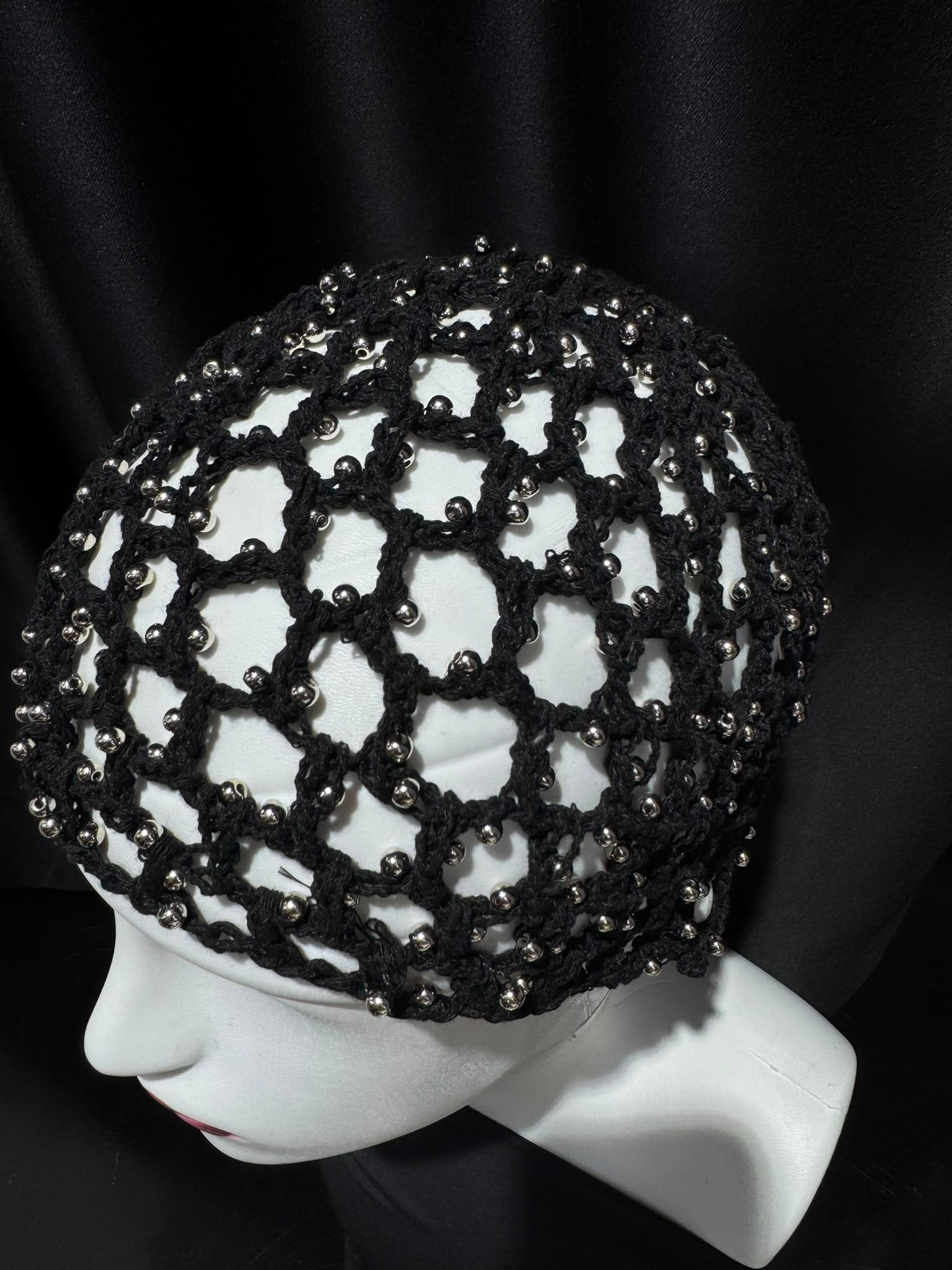 Black Hand-Knitted Mesh Bandana Hat 16x26 cm - Pack of 4 - Nesvay - by Peralane - photo 4