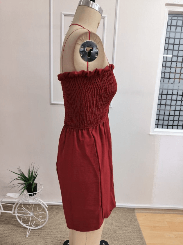 Women's Smocked Strapless Romper with Drawstring Waist - Janes - by Peralane - photo 6
