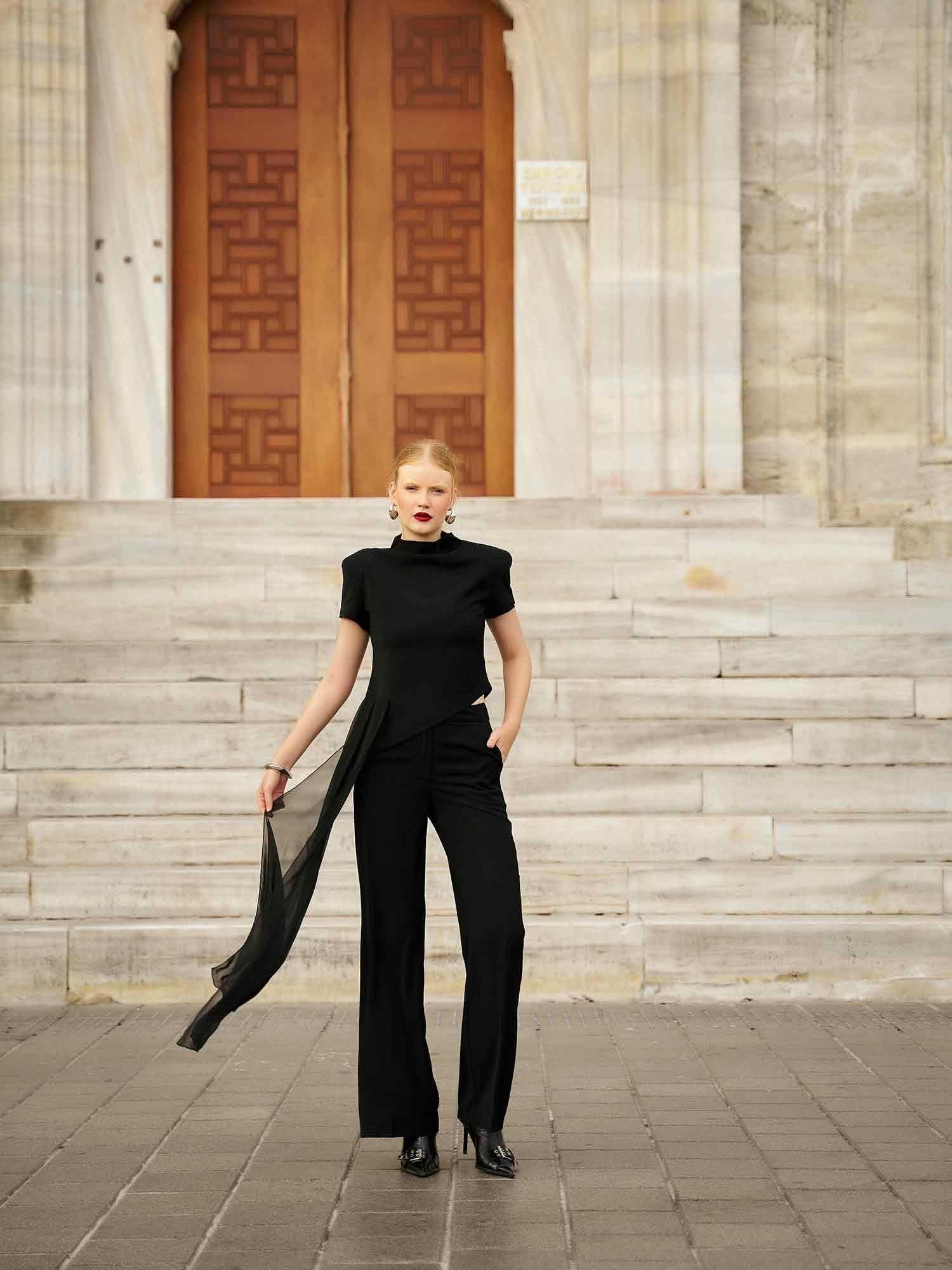 Women's Modern Fit Lightweight Spanish Trousers - Black - Pack of 4 - Lefon - by Peralane