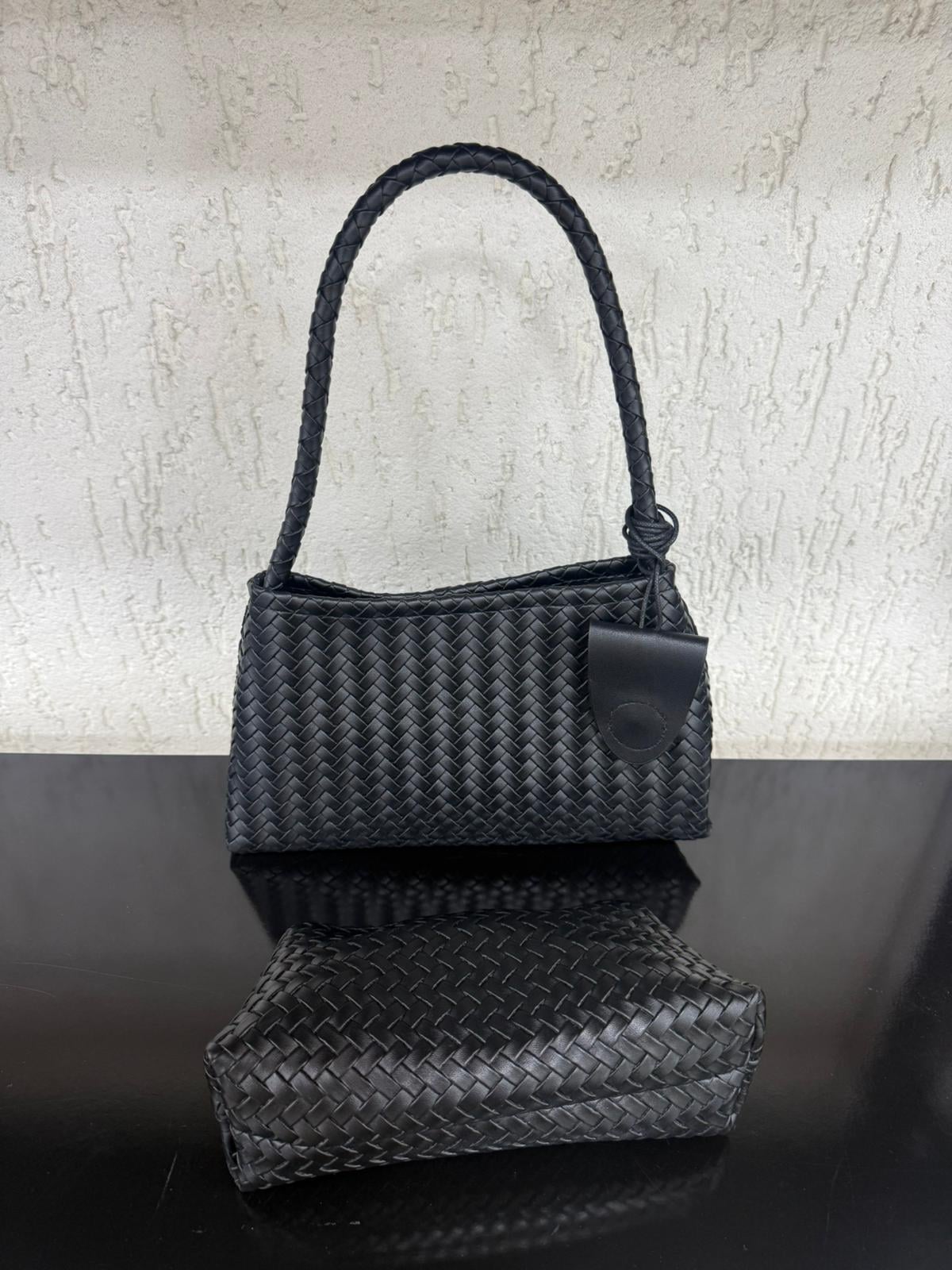 NWC-1114 Black Woven Leather 2-Piece Bag Set - Nesvay - by Peralane - photo 3