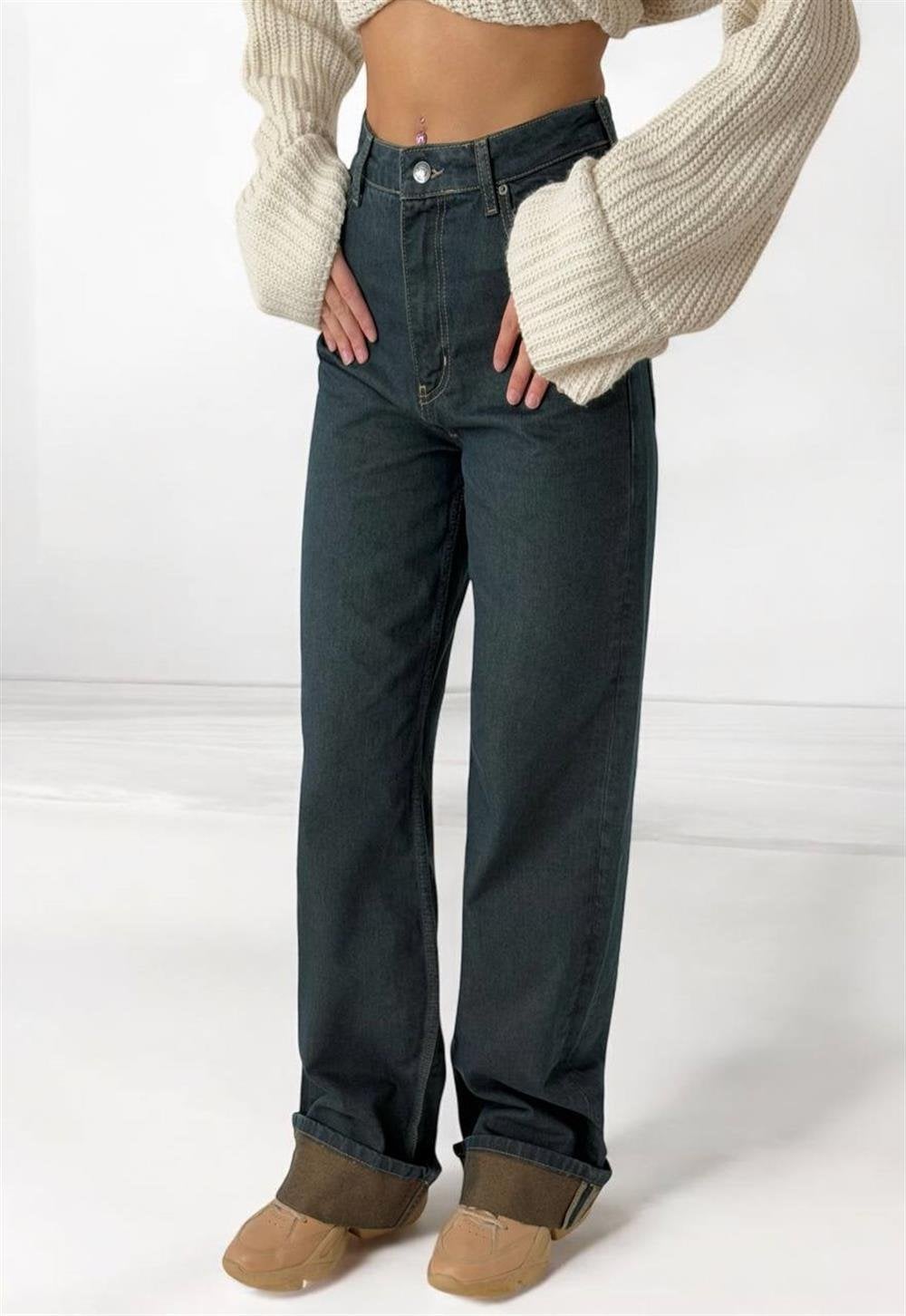 Women's High Waist Wide Leg Brown Jean Pant - Lacarino Jeans - by Peralane - photo 4