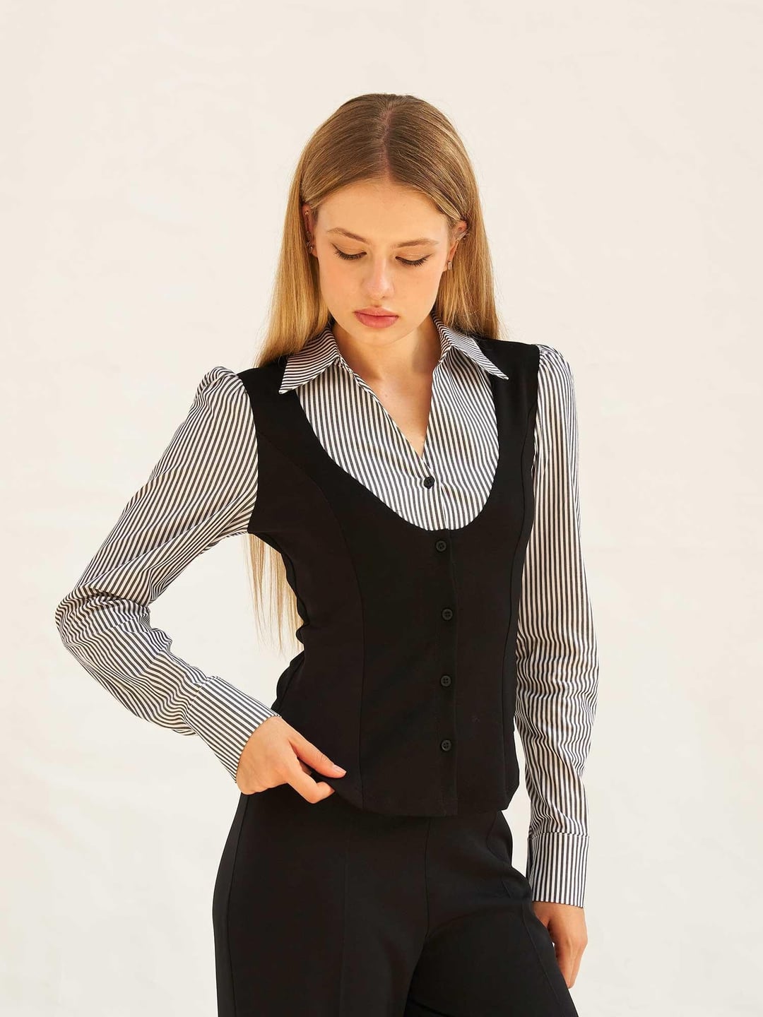 Striped Blouse with Vest Look - Lefon - by Peralane - photo 4