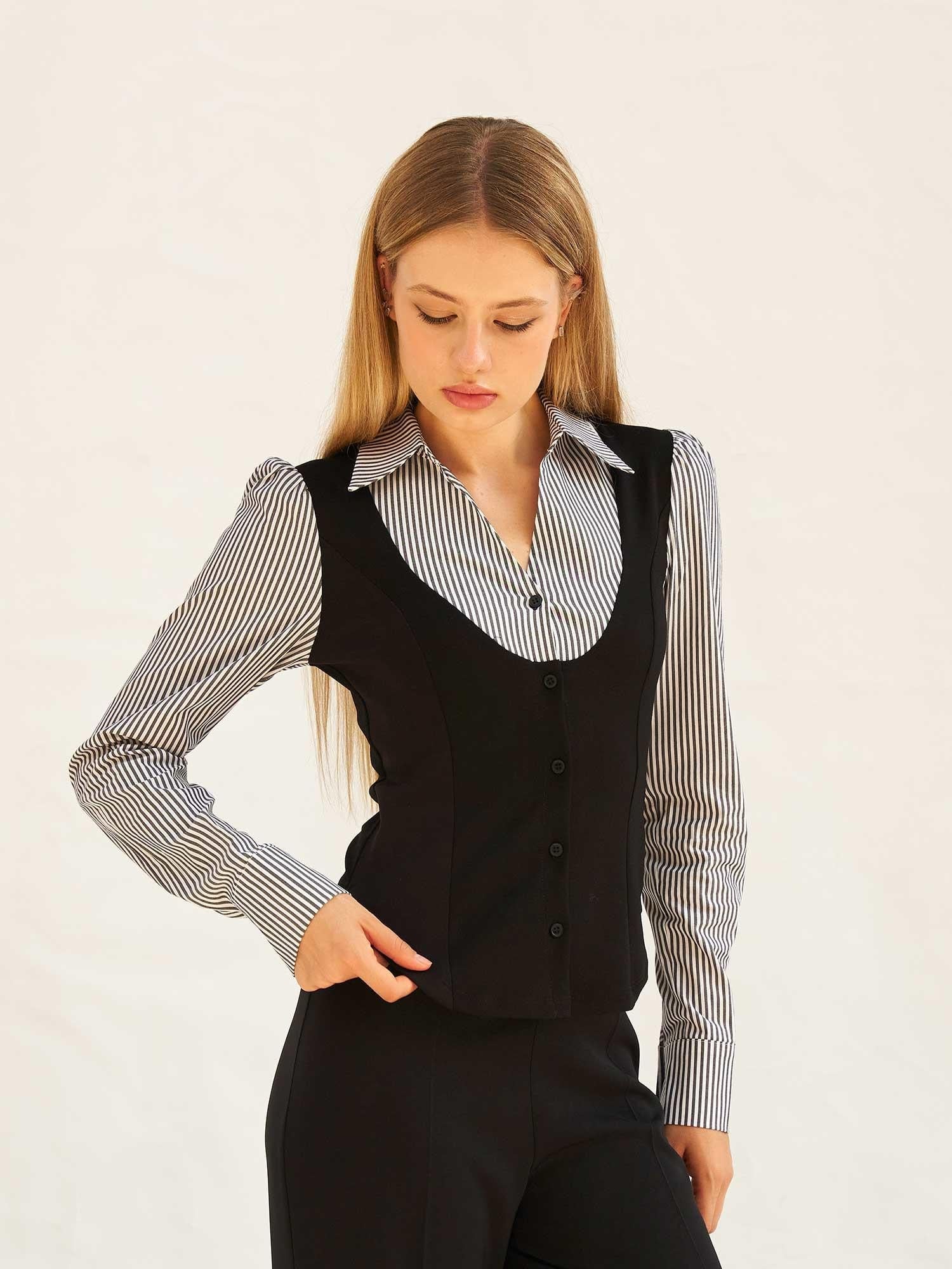 Striped Blouse with Vest Look - Lefon - by Peralane - photo 4
