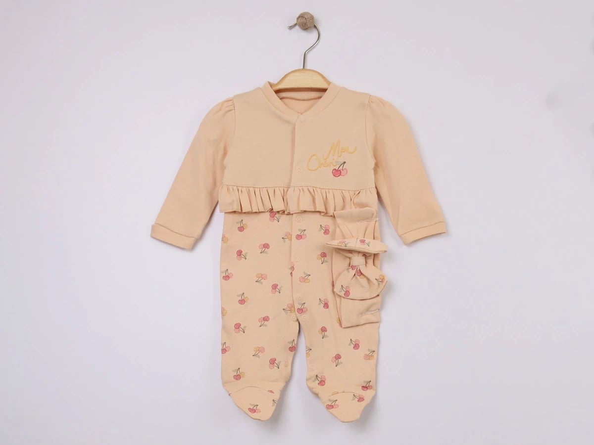 Cherry Print Footed Romper for Baby Girls - Pack of 3 - Esya - by Peralane