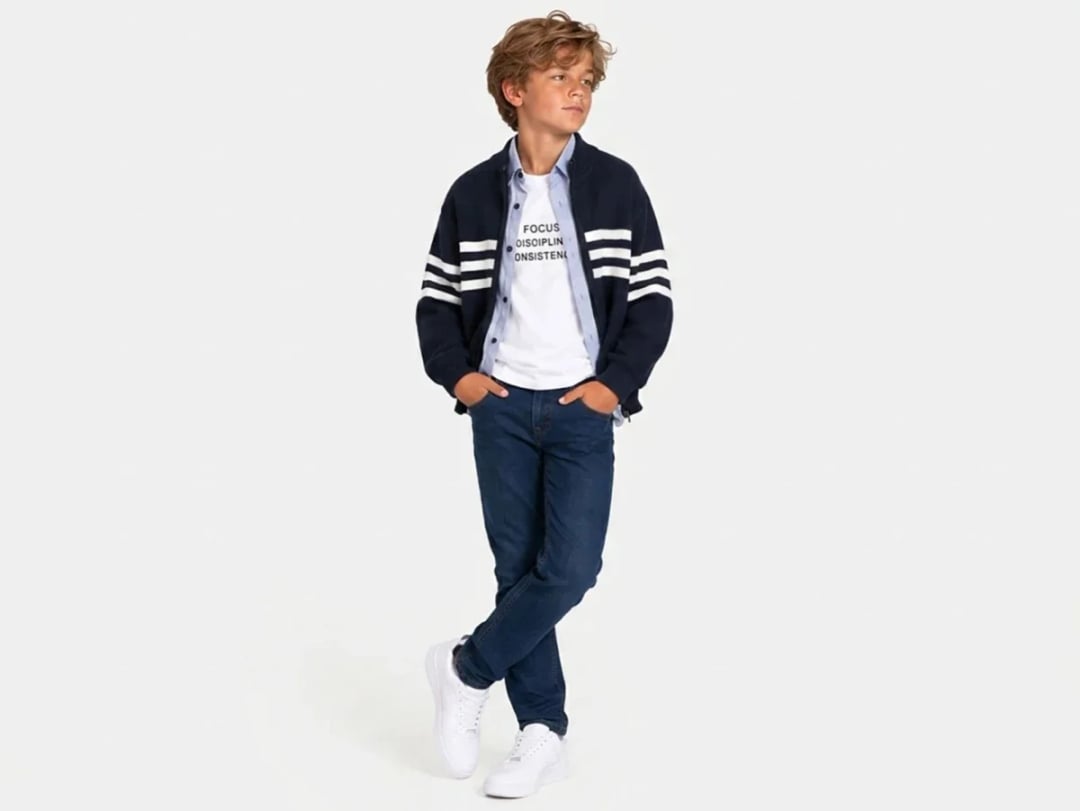 Striped Detail 4-Piece Boys' Set - Ruhat Kids - by Peralane