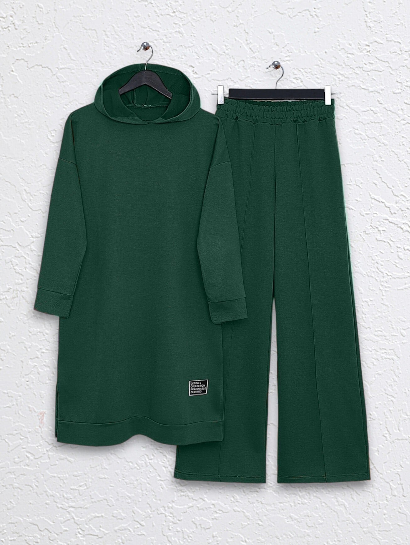 Hooded Slit Detail Two-Piece Set - Emerald Green - Podyumplus - by Peralane - photo 2