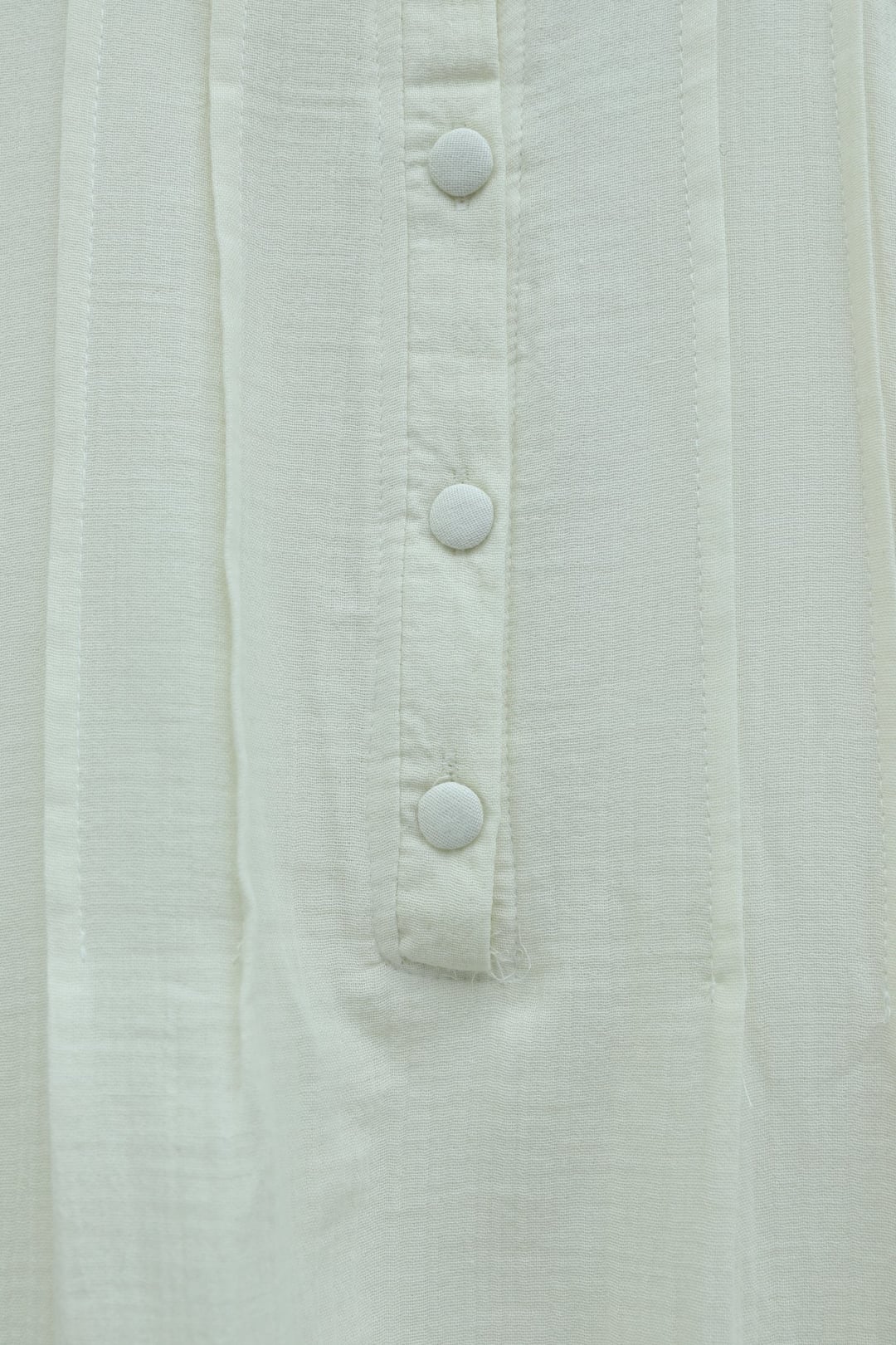 White Ribbed Half-Button Muslin Dress - Podyumplus - by Peralane - photo 6