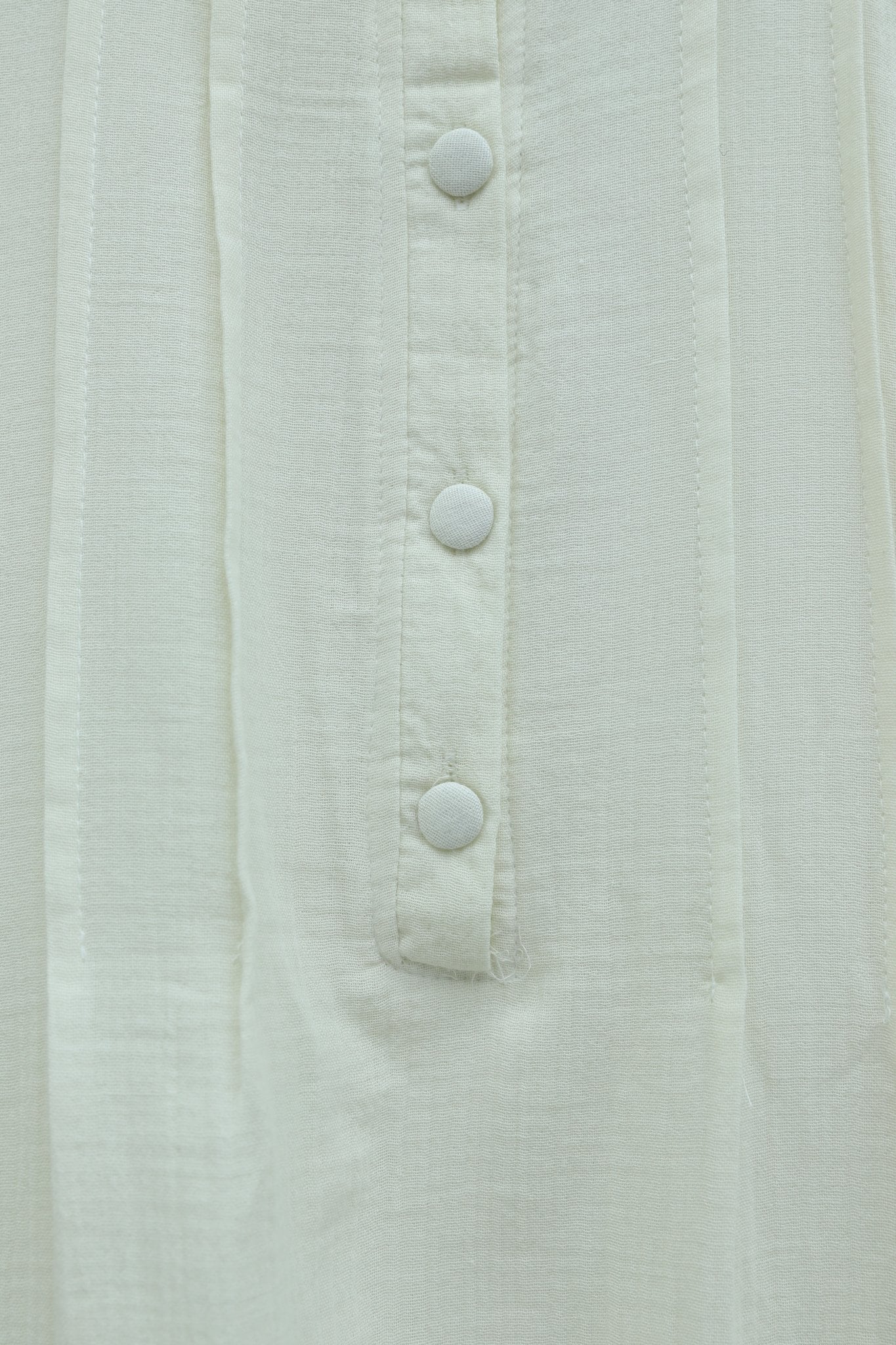 White Ribbed Half-Button Muslin Dress - Podyumplus - by Peralane - photo 6