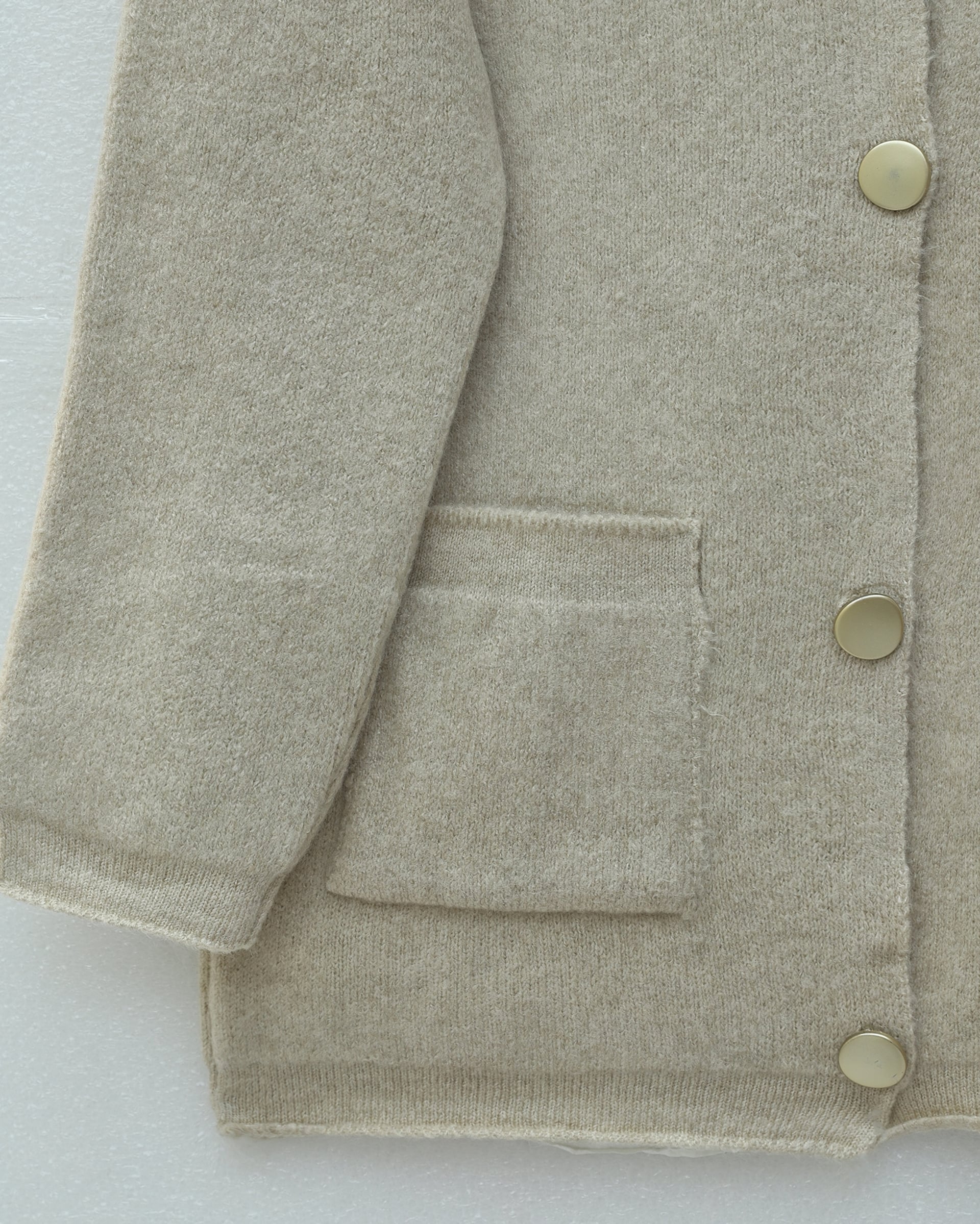 Button-Front Double-Pocket Soft Knit Cardigan - Stone - Podyumplus - by Peralane - photo 3