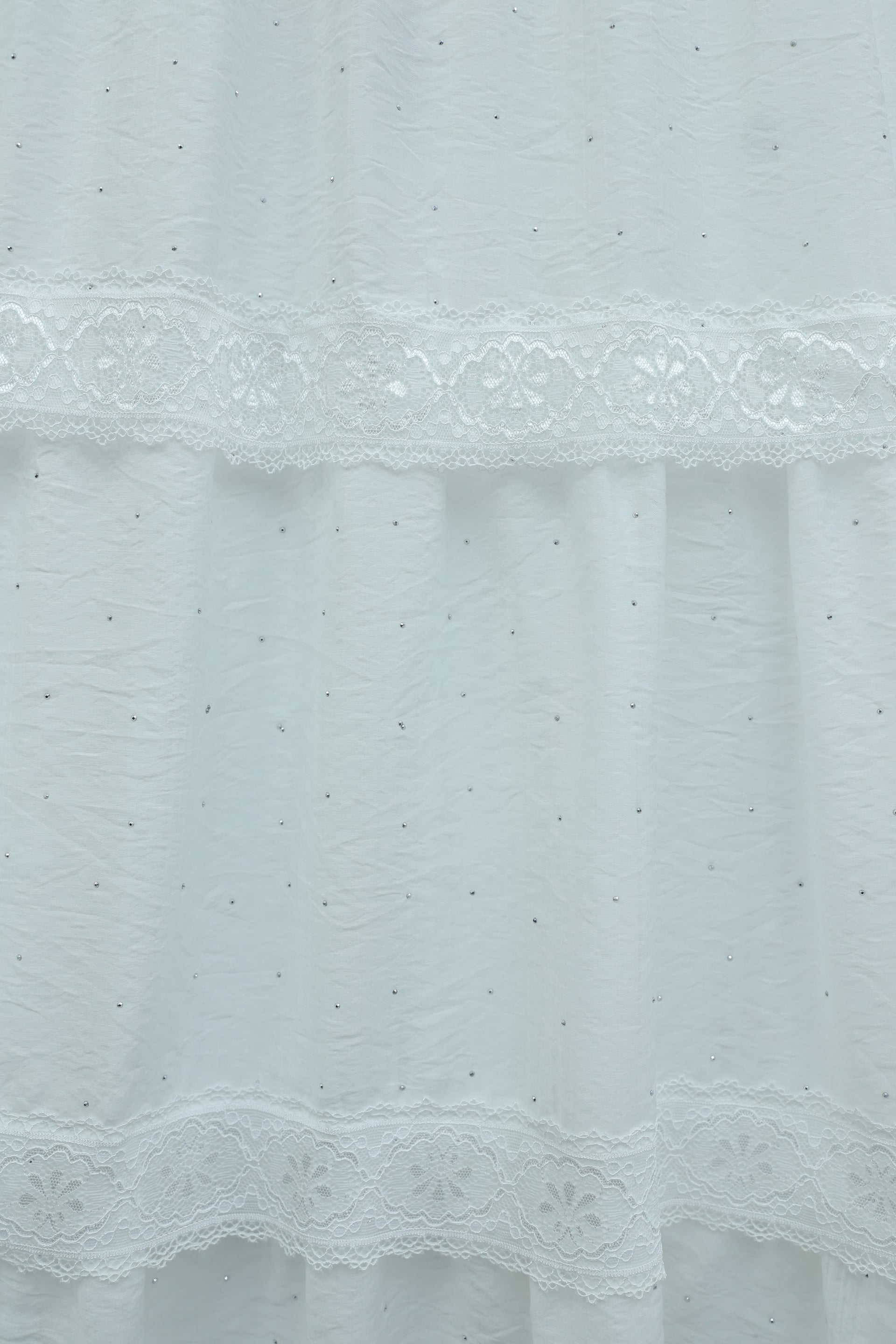 White Lace Trim and Stone Detail Voile Skirt with Elastic Waistband - Podyumplus - by Peralane - photo 6