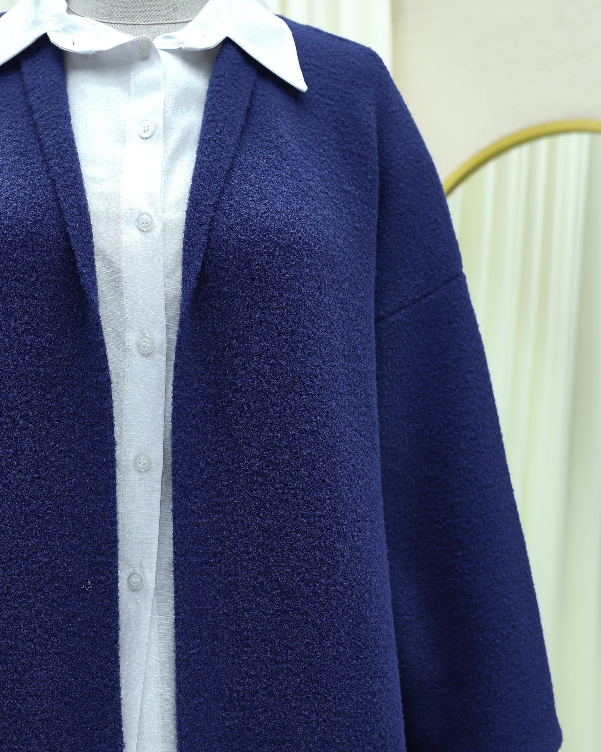 Indigo Long Relaxed Knit Collared Cardigan for Women - Podyumplus - by Peralane - photo 4