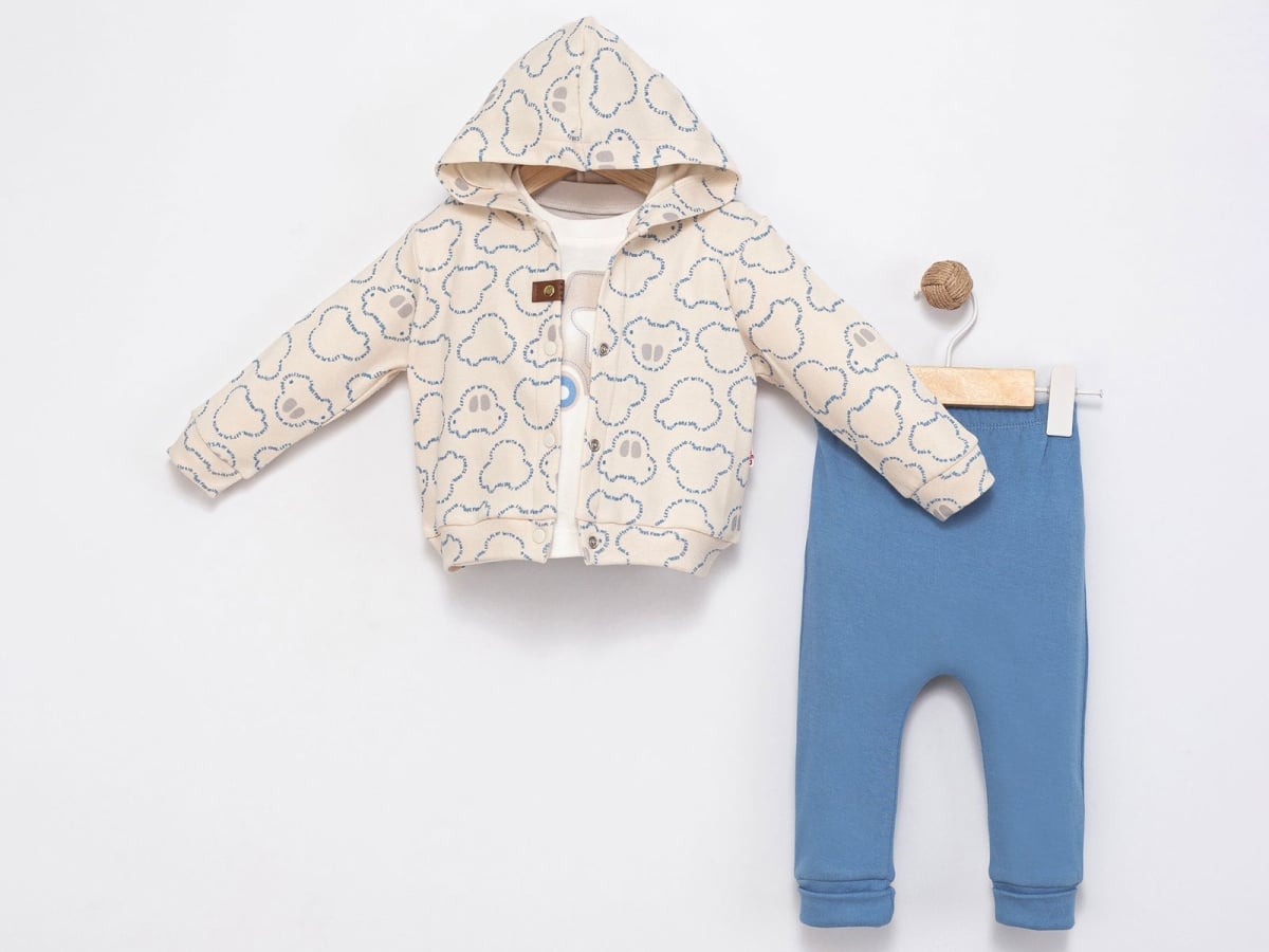 Baby Boy Three-Piece Set with Bear Print - Agucuk - by Peralane