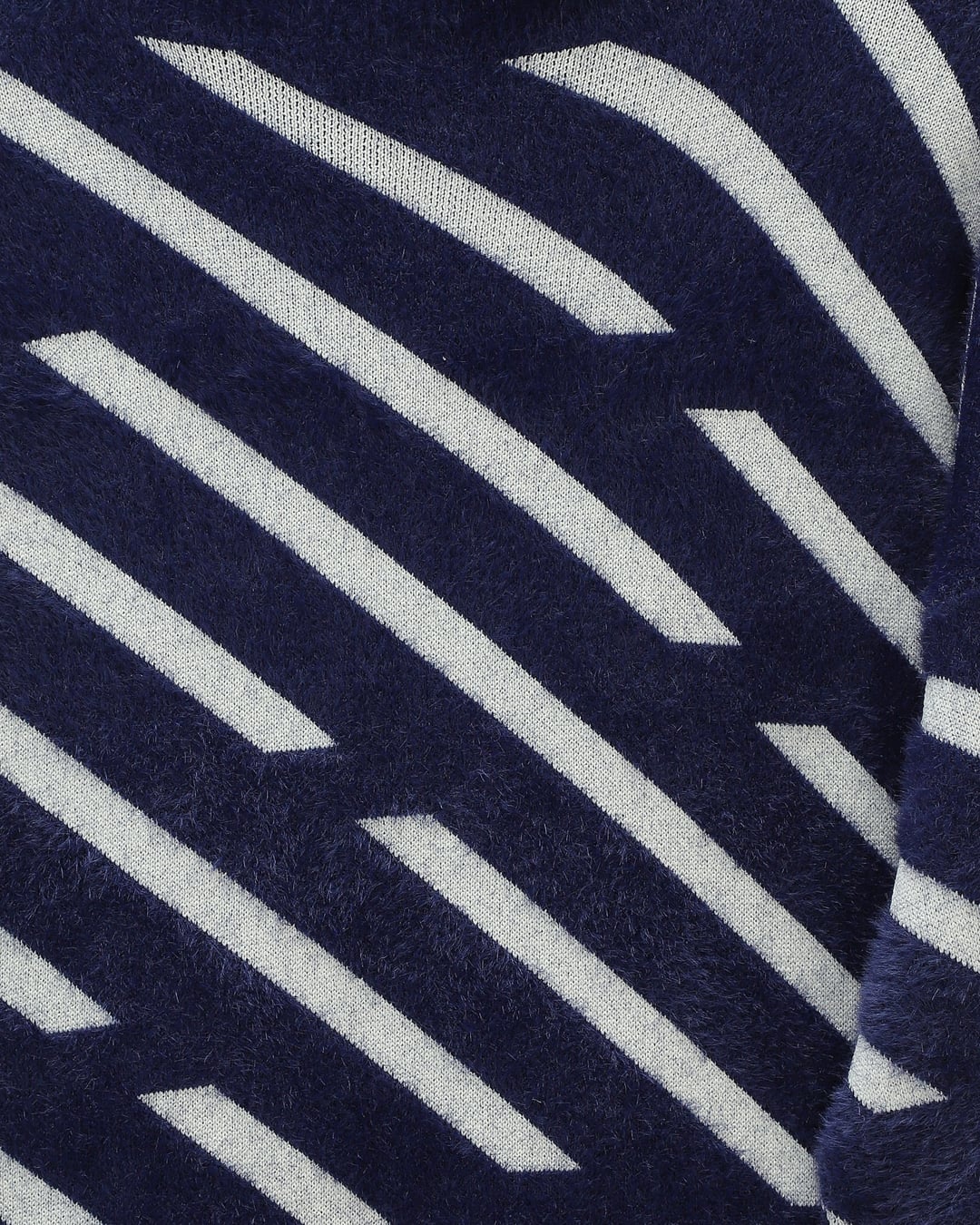 Navy Blue Side Stripe Slouchy Knit Sweater - Podyumplus - by Peralane - photo 4