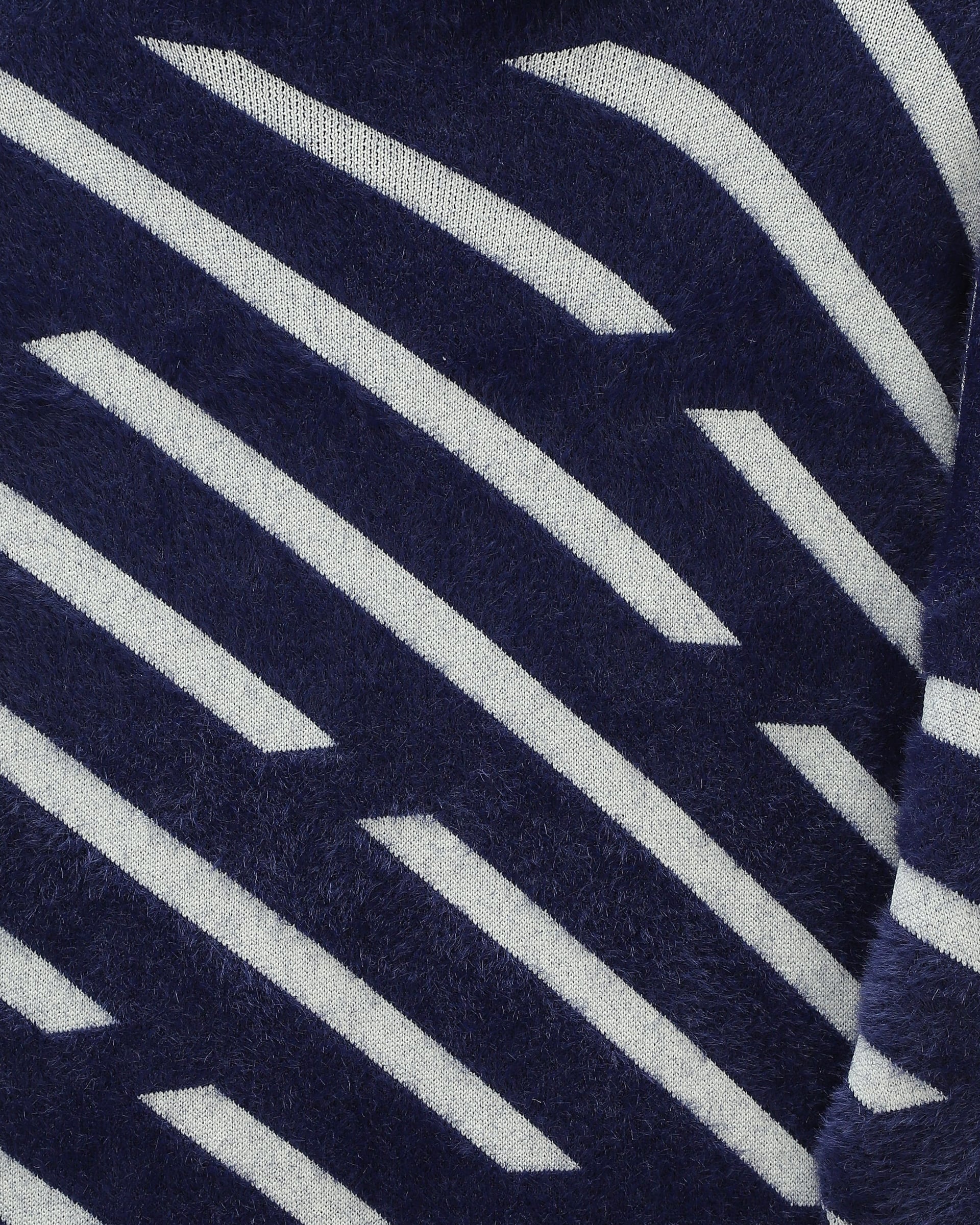 Navy Blue Side Stripe Slouchy Knit Sweater - Podyumplus - by Peralane - photo 4