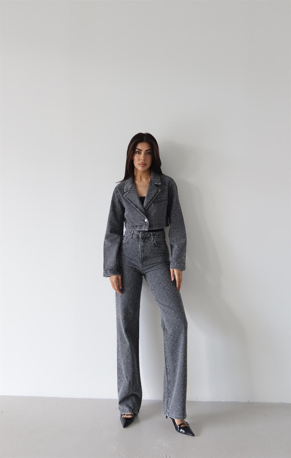 Women's Dark Grey Stone Jacket and Trousers Set - Lacarino Jeans - by Peralane - photo 4