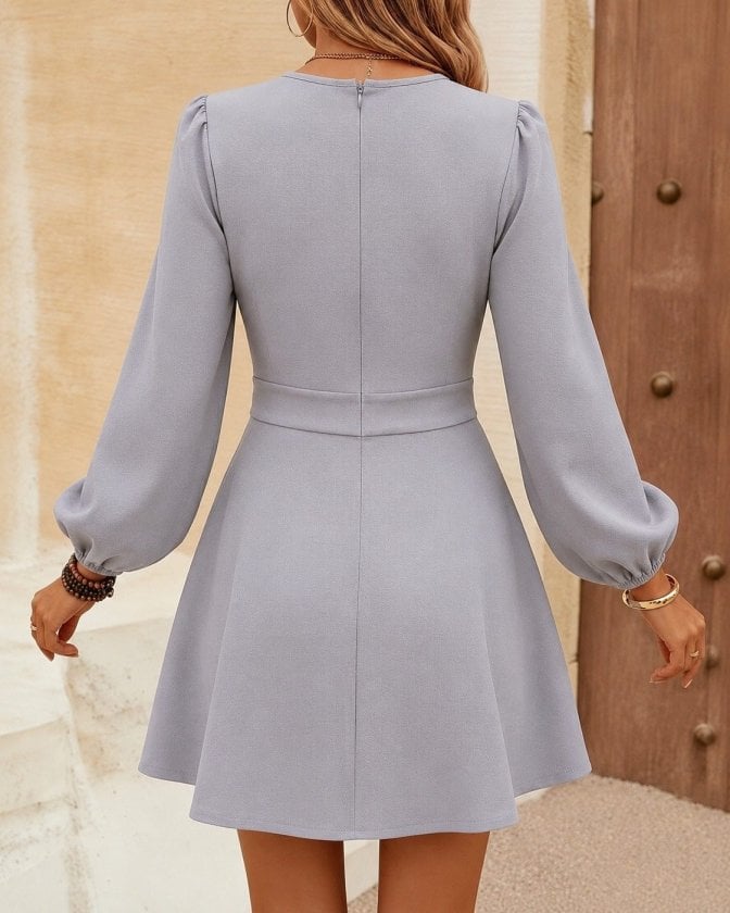 Women's Long Sleeve Wrap V-Neck Romper with Gold Chain Belt - Janes - by Peralane - photo 3