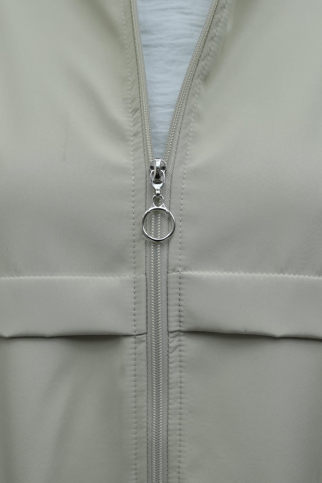 Hooded Full-Zip Raincoat with Flap Pockets - Stone - Podyumplus - by Peralane - photo 7