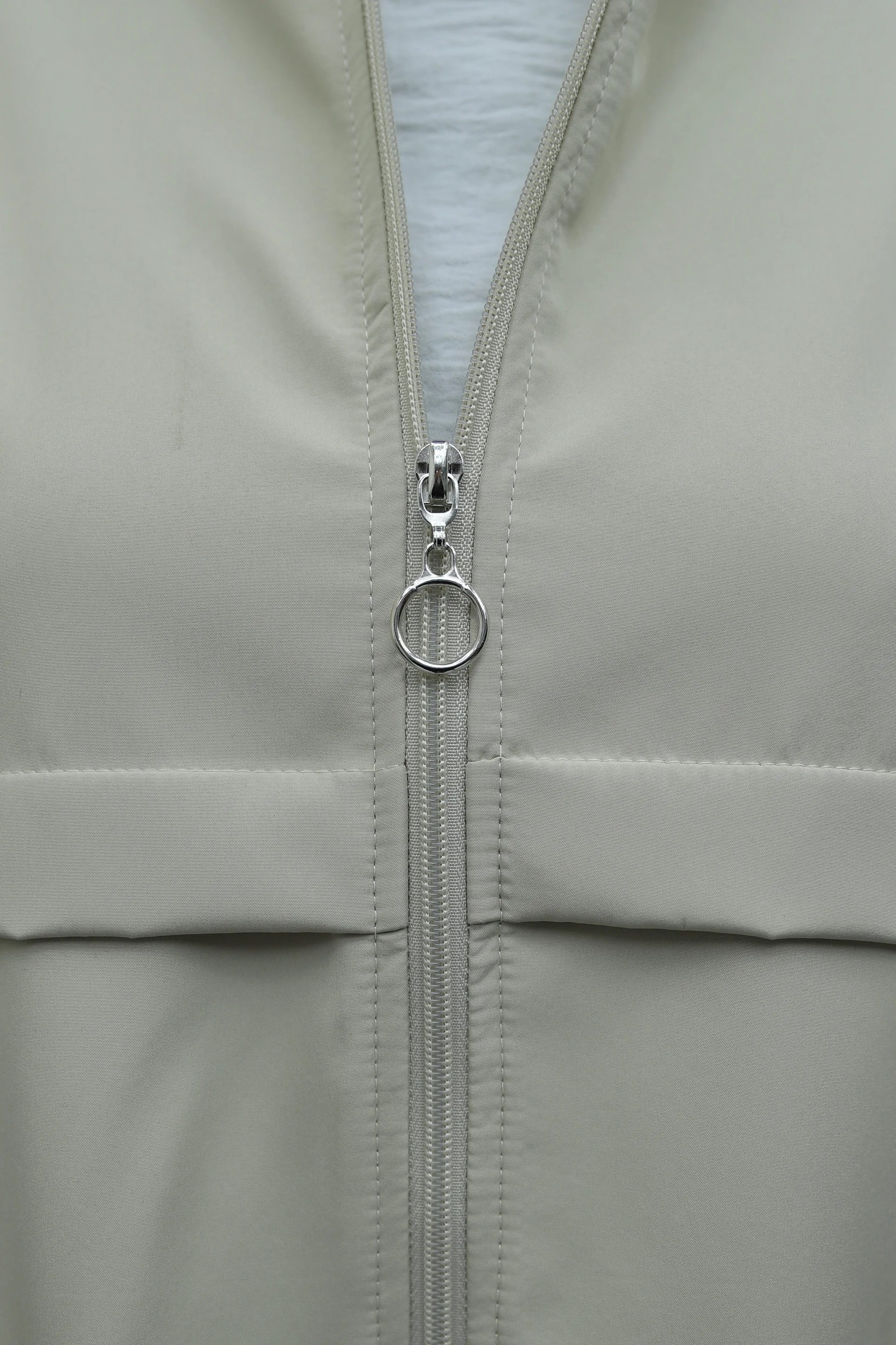 Hooded Full-Zip Raincoat with Flap Pockets - Stone - Podyumplus - by Peralane - photo 7
