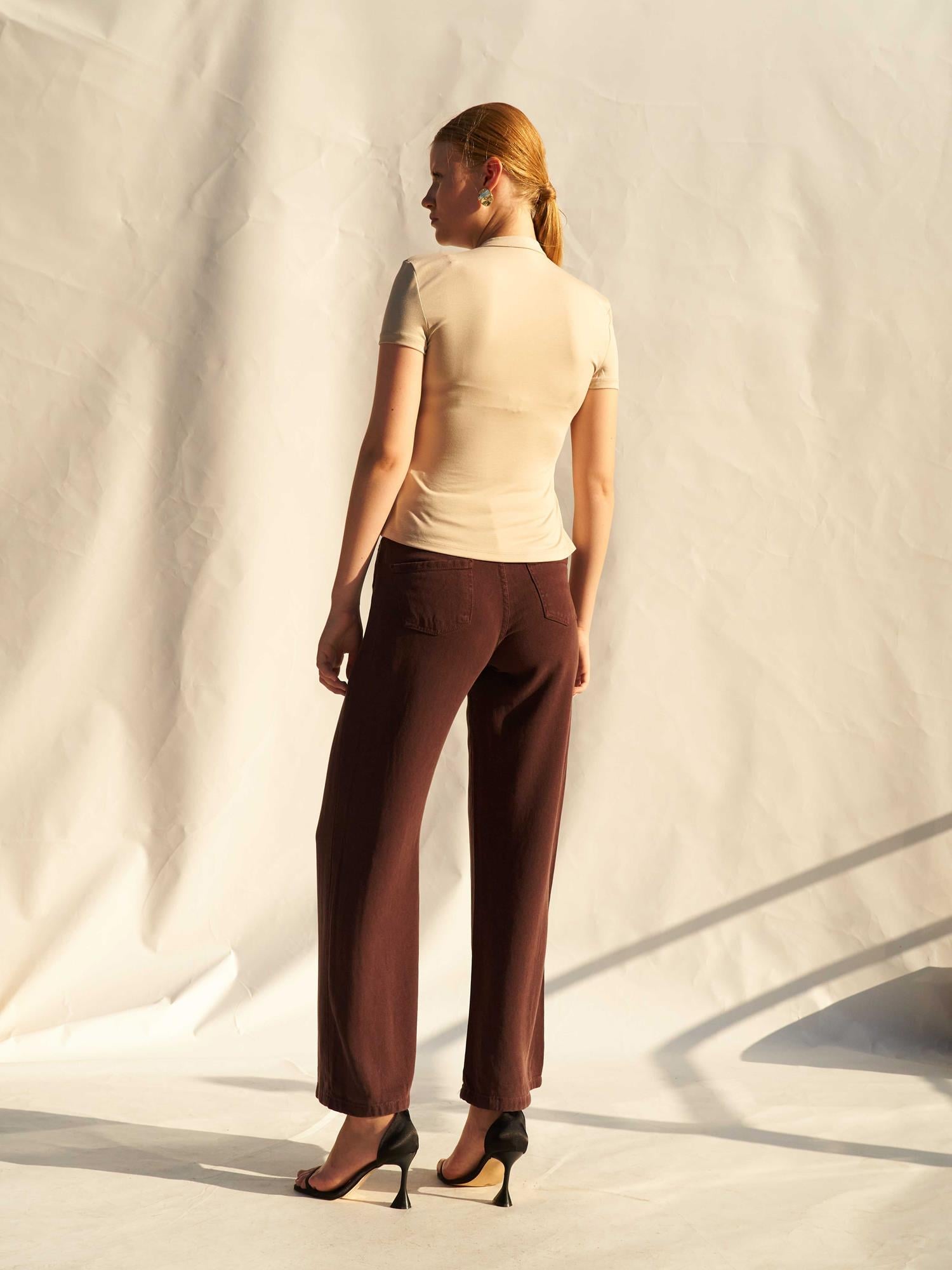 Women's Beige Knit Top with Chin Closure and Keyhole Detail - Lefon - by Peralane - photo 7