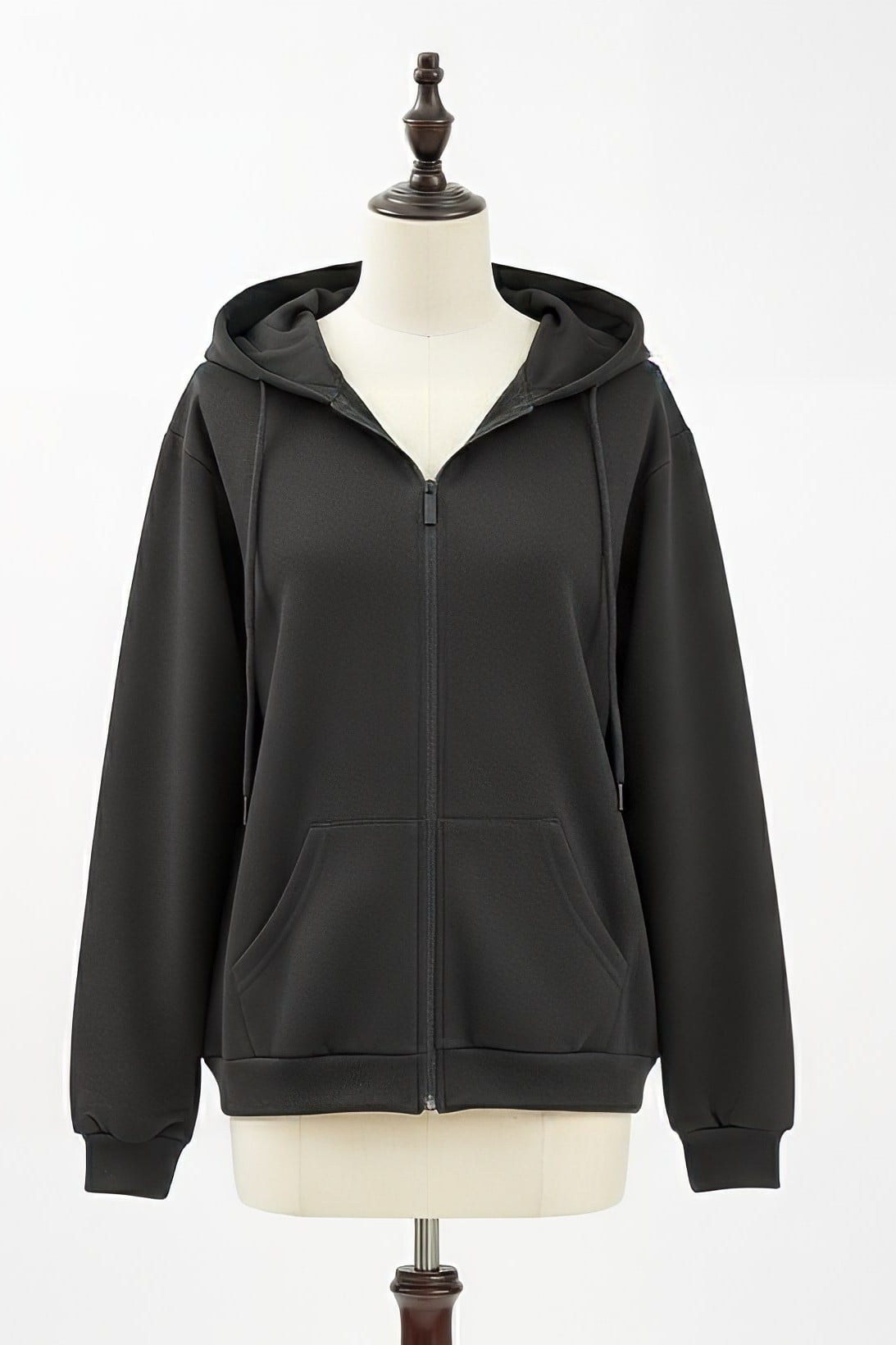 Black Zip-Up Hoodie with Paisley Print Sleeves - Podyumplus - by Peralane - photo 4