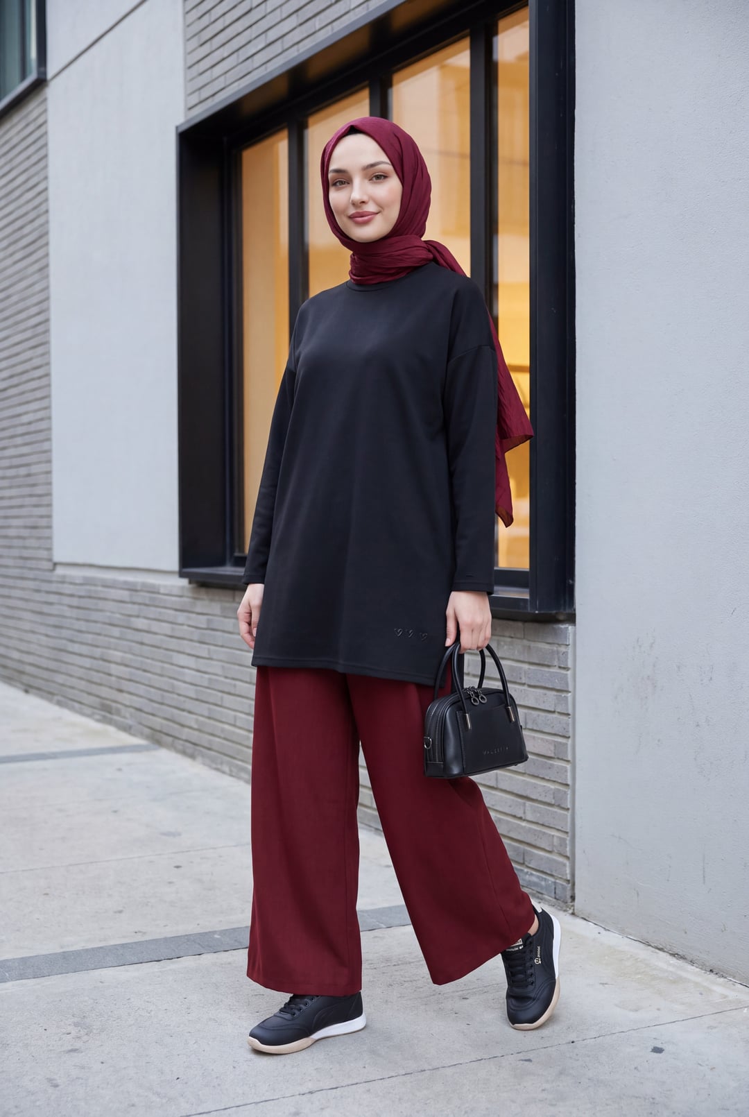 Black Heart Detail Slit Relaxed Jersey Tunic - Podyumplus - by Peralane - photo 3
